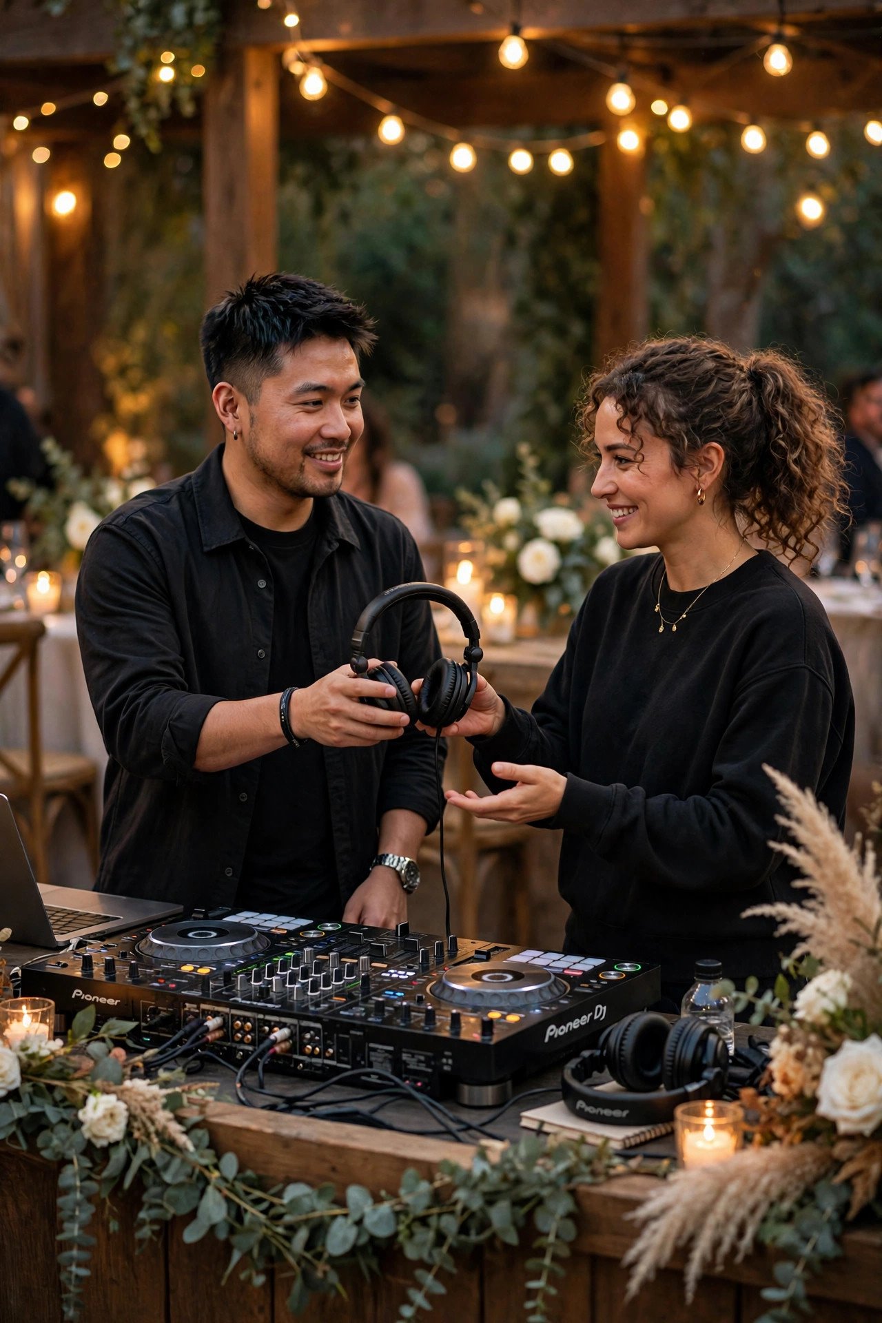 Backup DJ for Illness or Emergency — Couple reviewing a wedding DJ contract together at a table