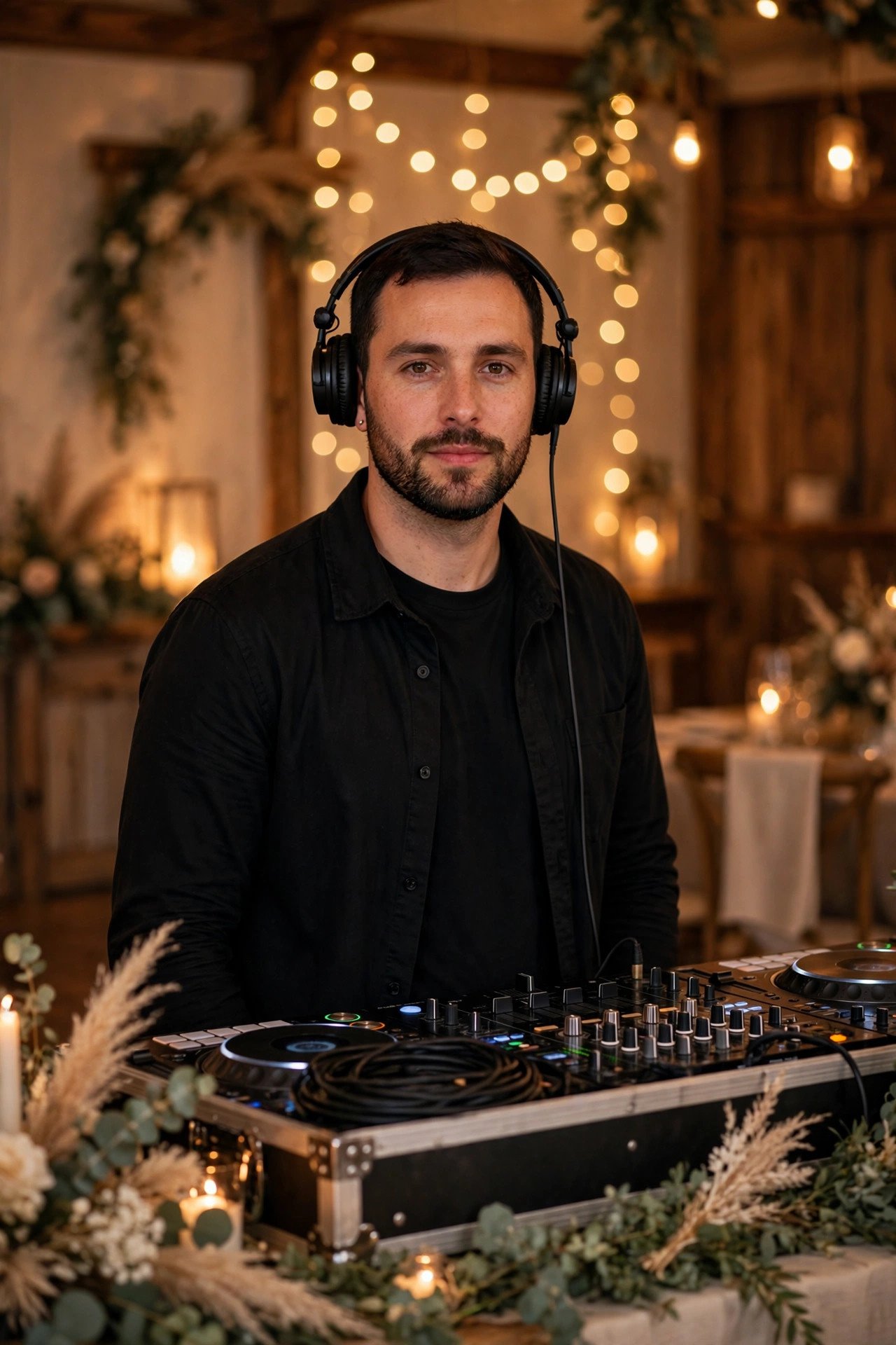 Cancellation Terms for the DJ — Couple reviewing a wedding DJ contract together at a table