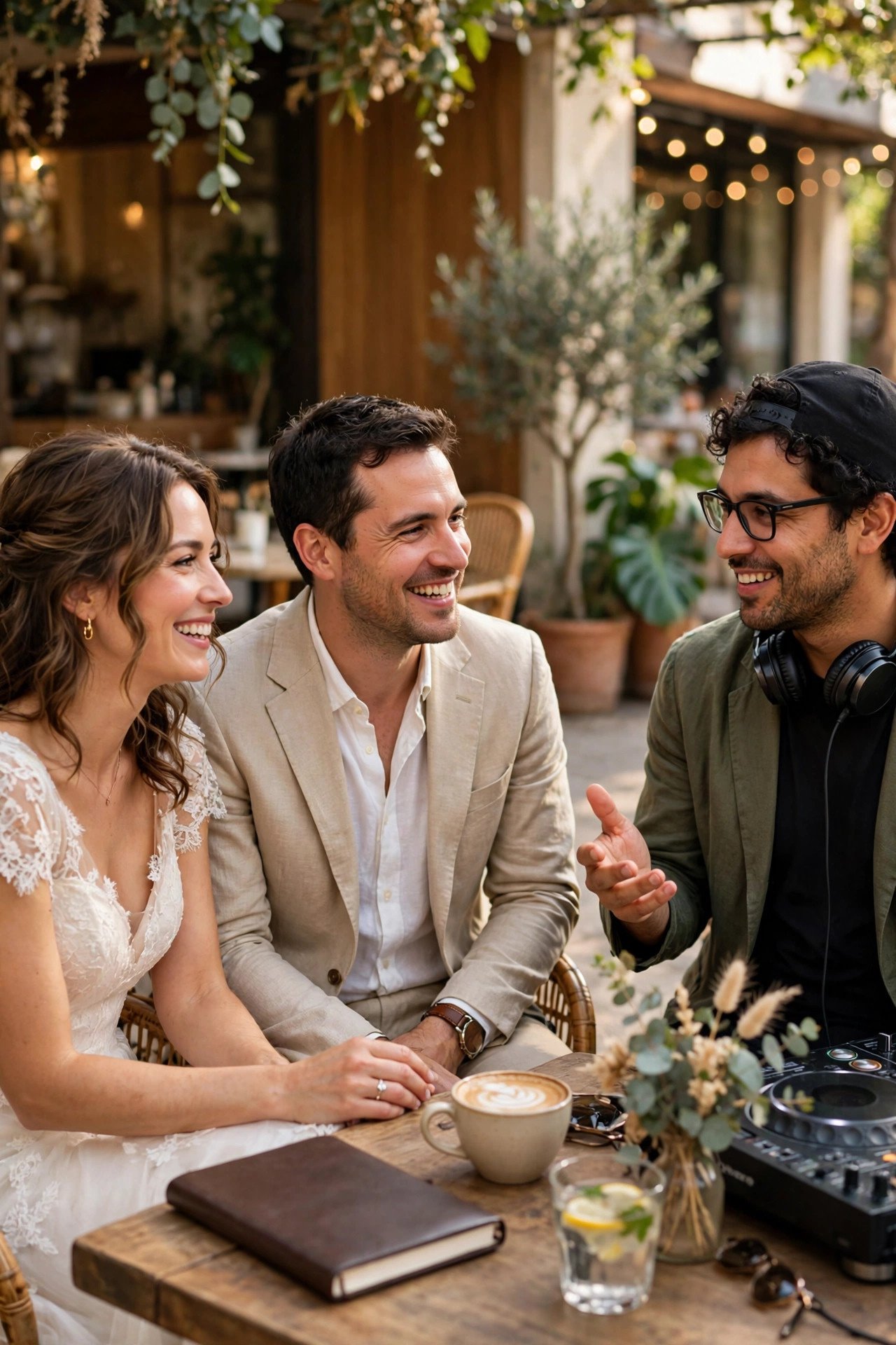 Refund Schedule in Plain Language — Couple reviewing a wedding DJ contract together at a table