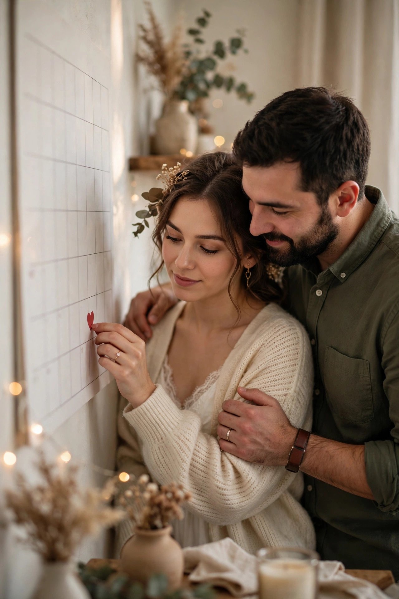 Date-Change and Postponement Policy — Couple reviewing a wedding DJ contract together at a table