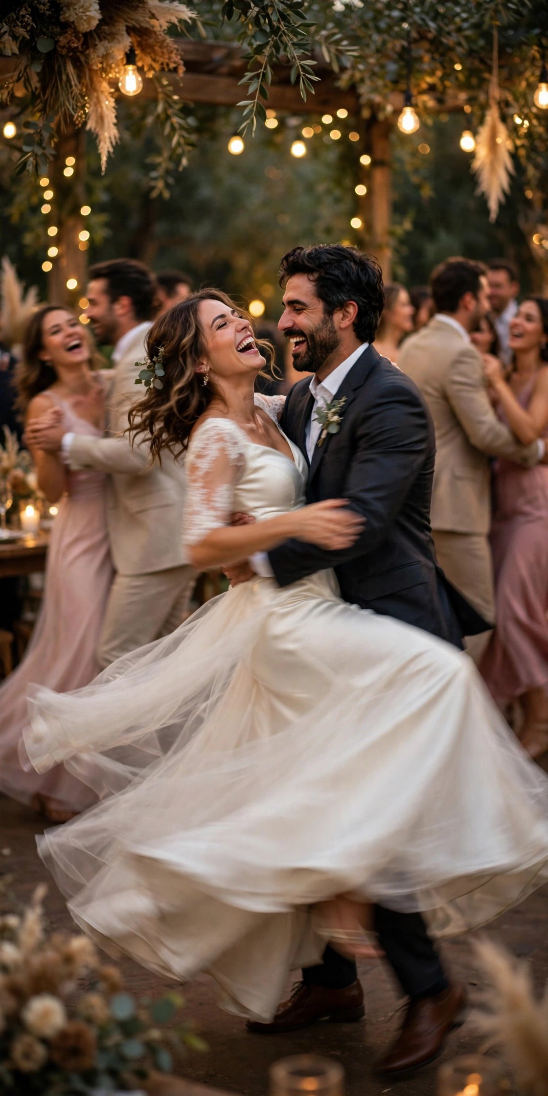 Slow dance flipping into a fast party moment