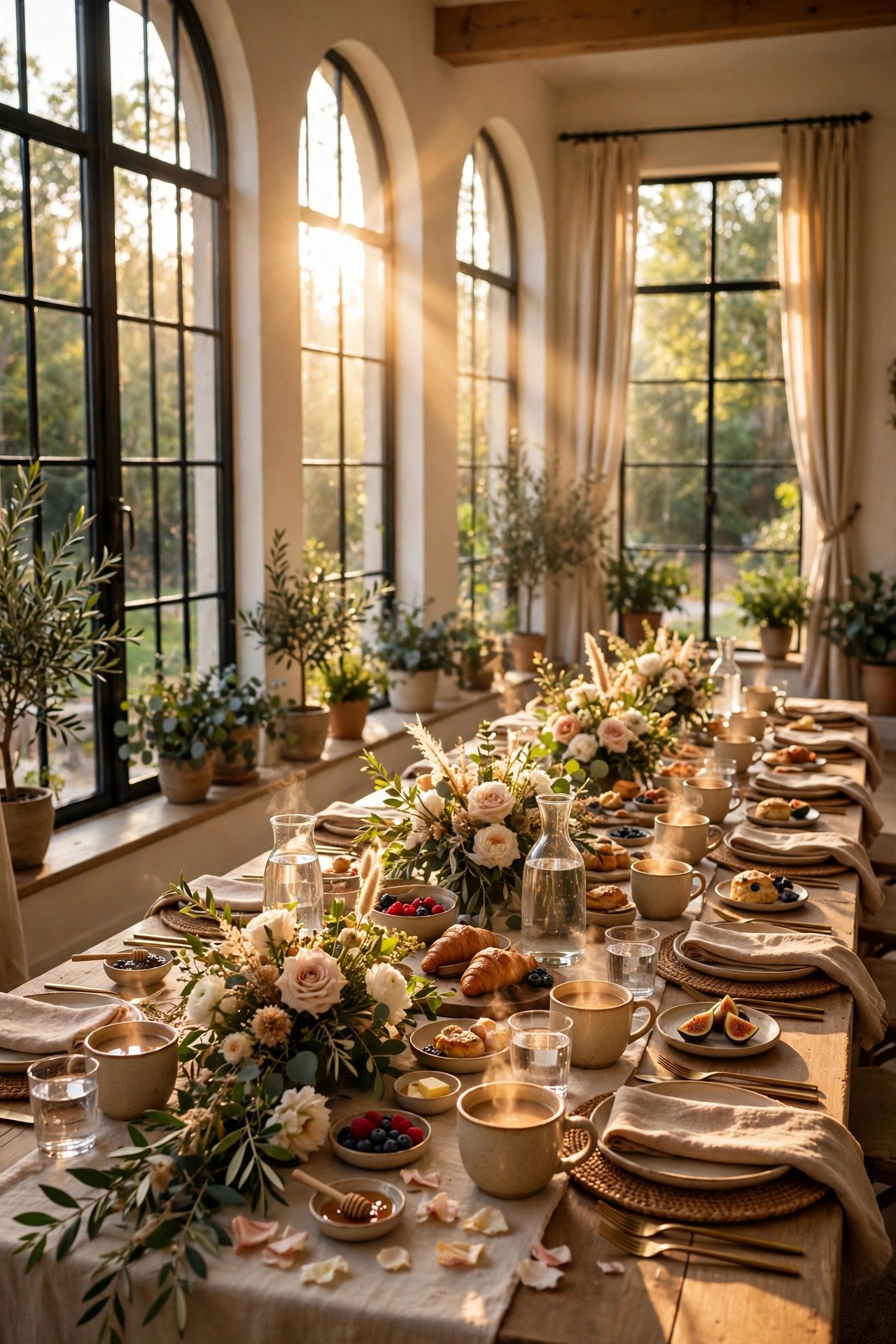 Sunlight streaming into a brunch room