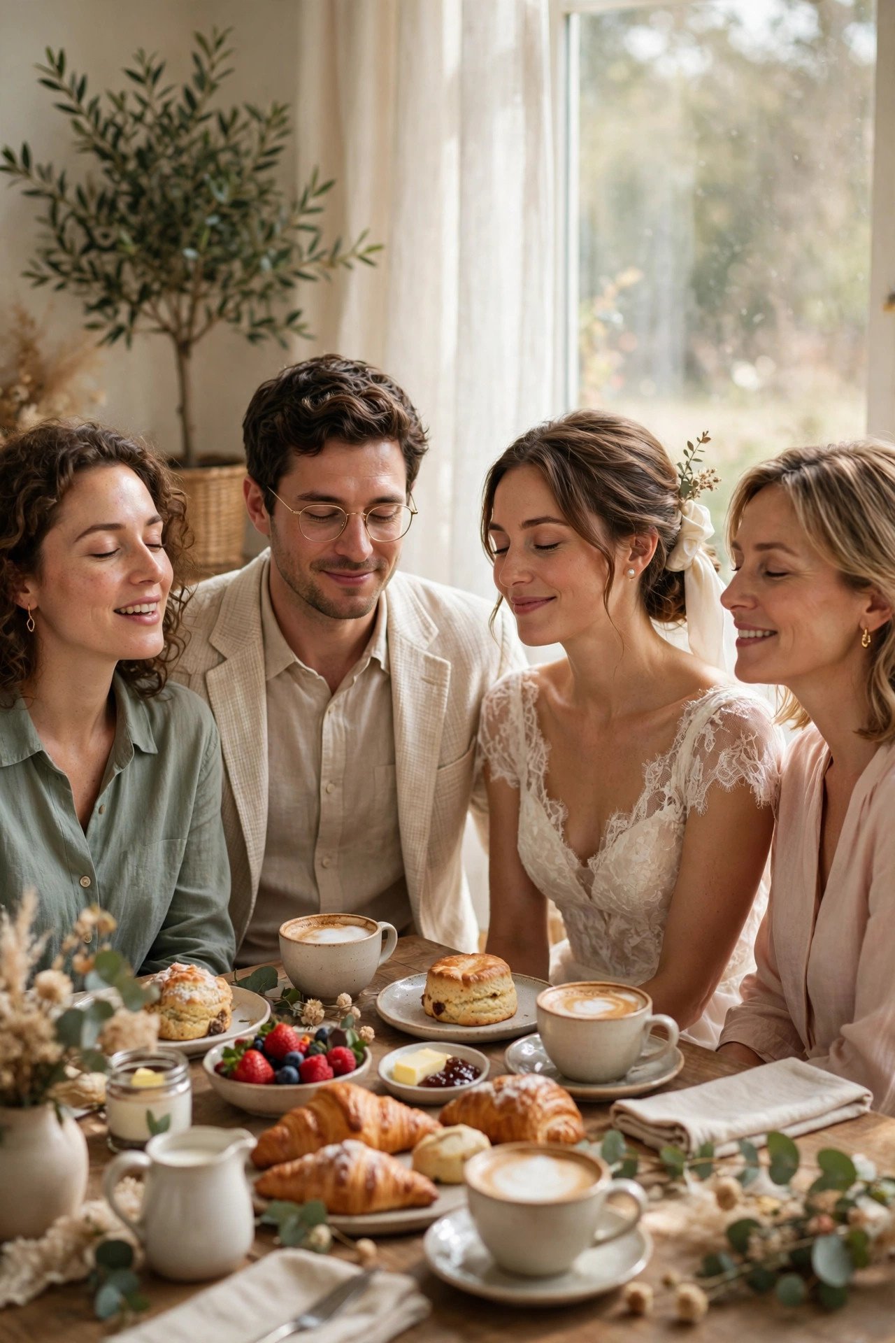 Brunch guests humming along softly