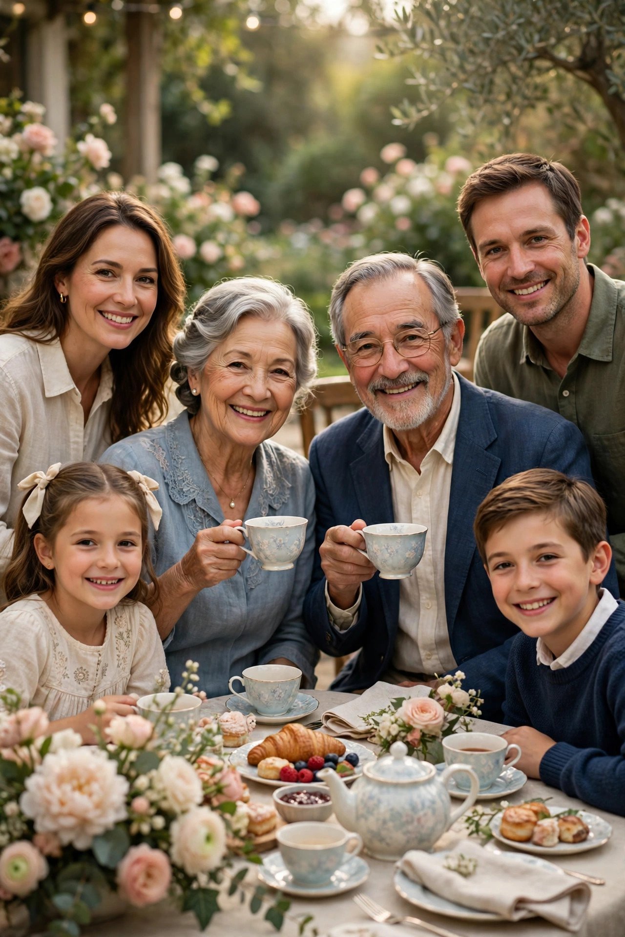 Grandparents smiling at brunch