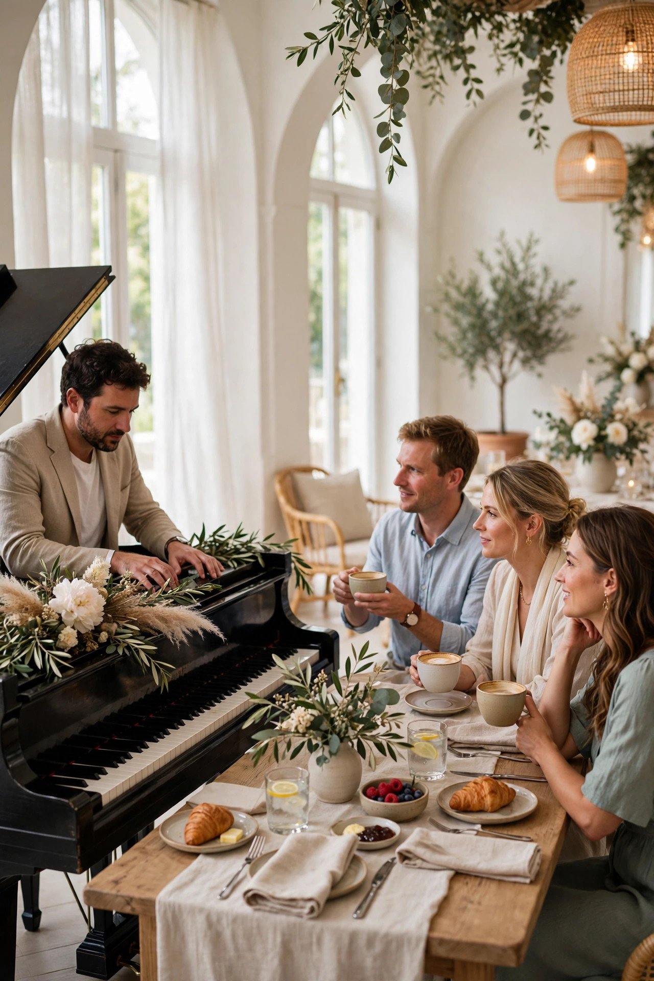 Piano music at an elegant brunch