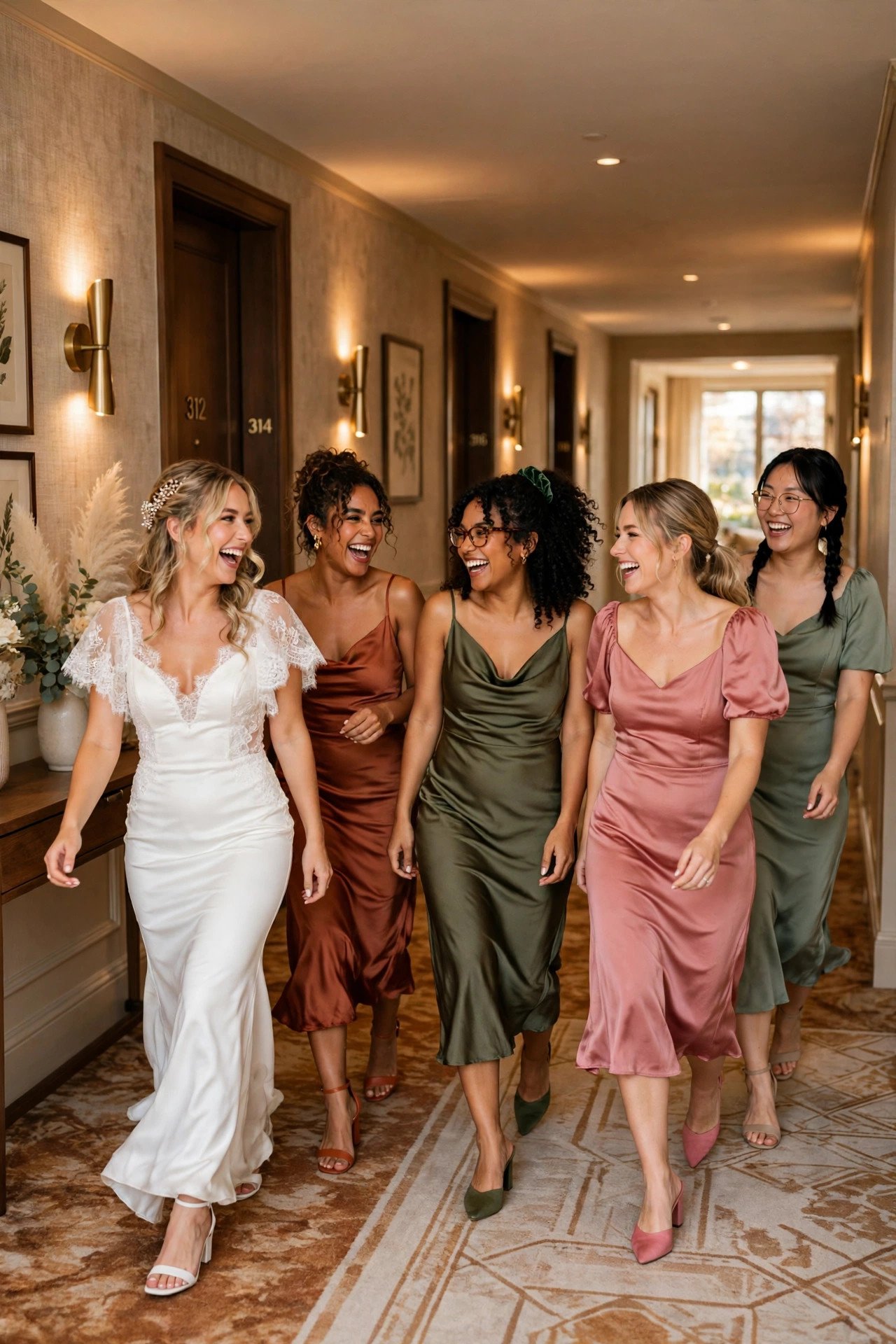 Wedding party strutting in heels