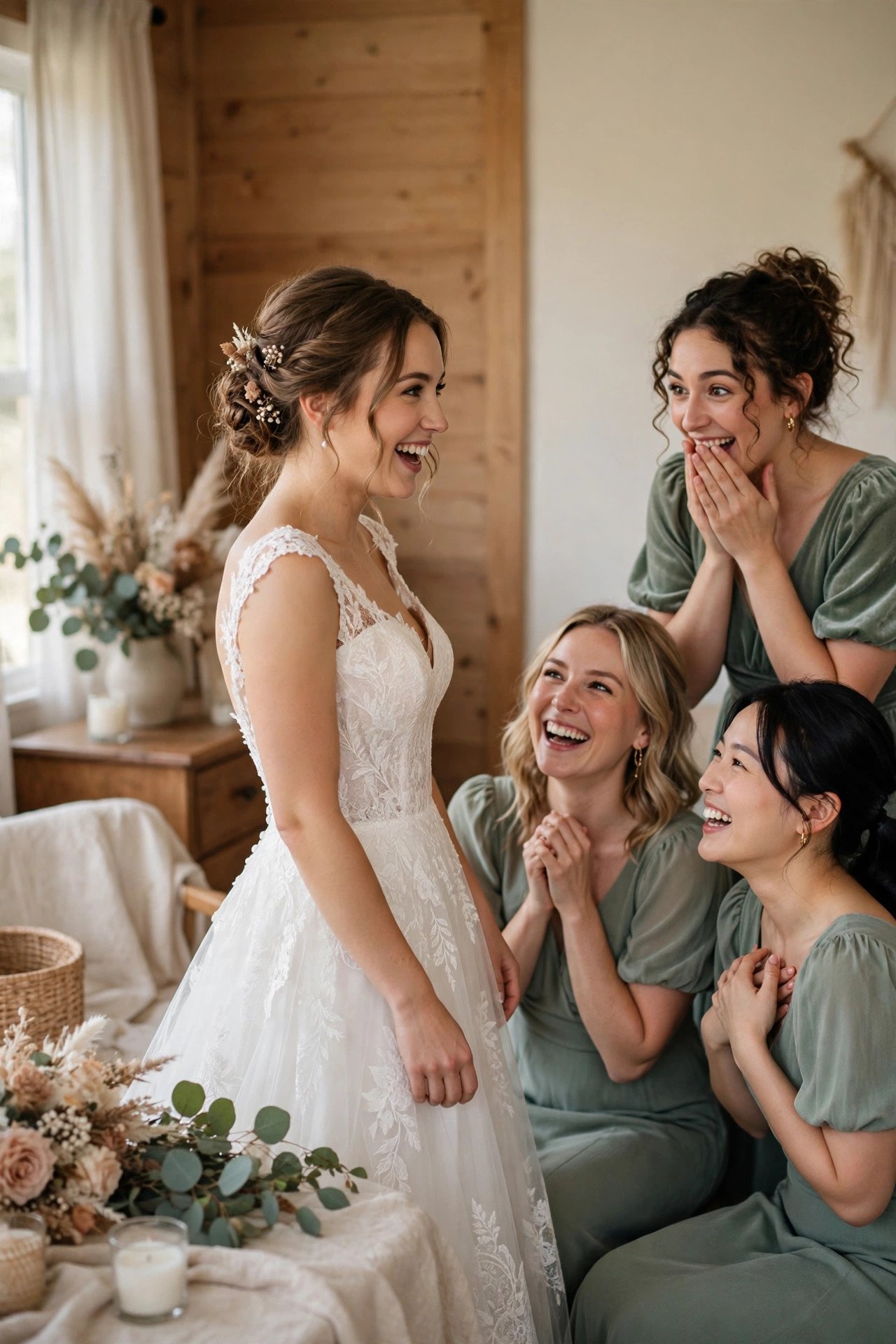 Bride revealing her finished look
