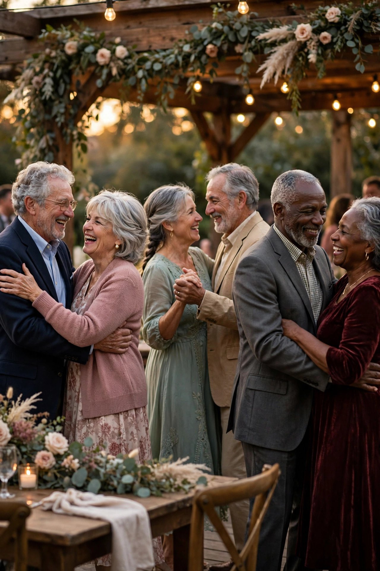 Long-married couples dancing together