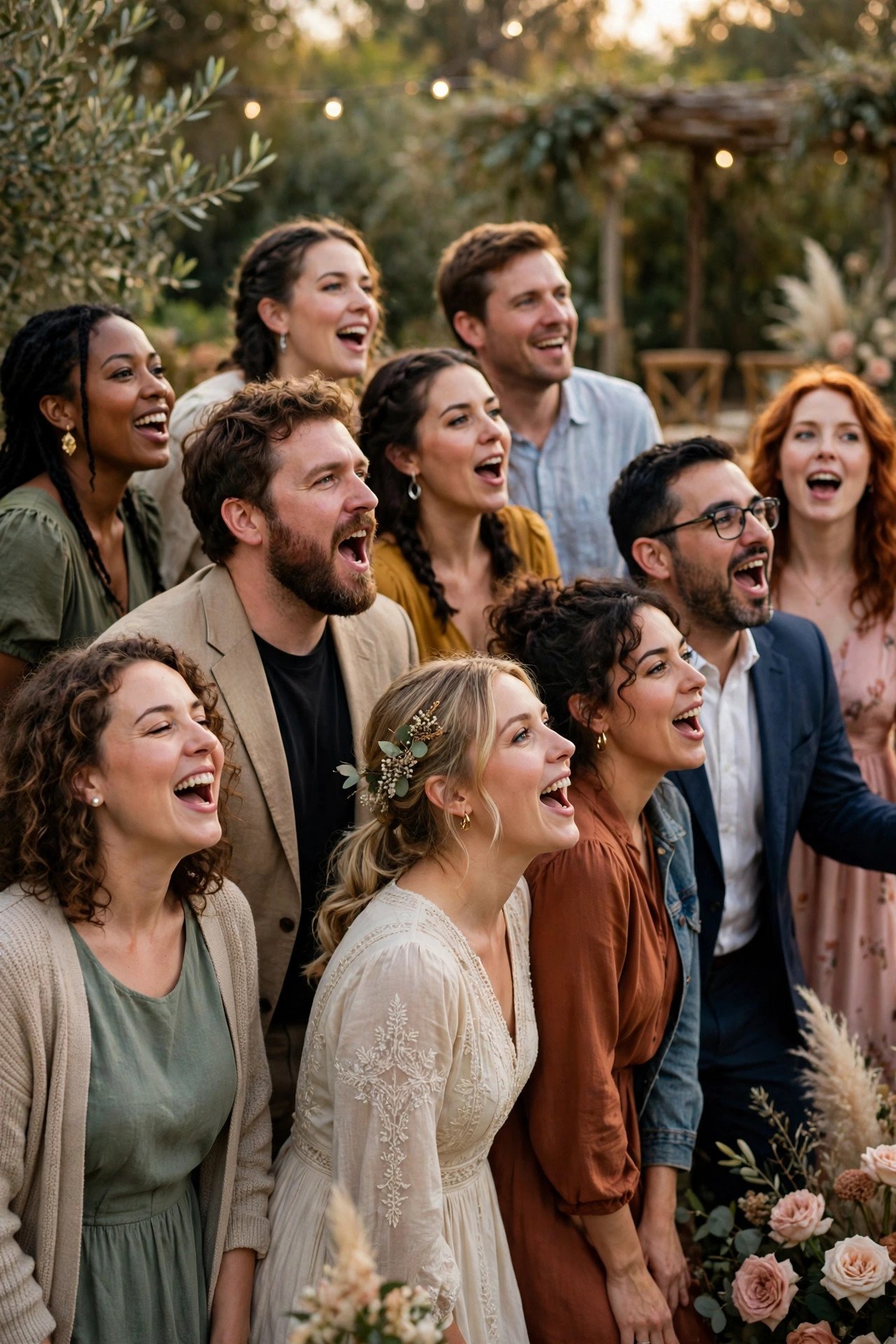 Guests shouting a famous chorus together