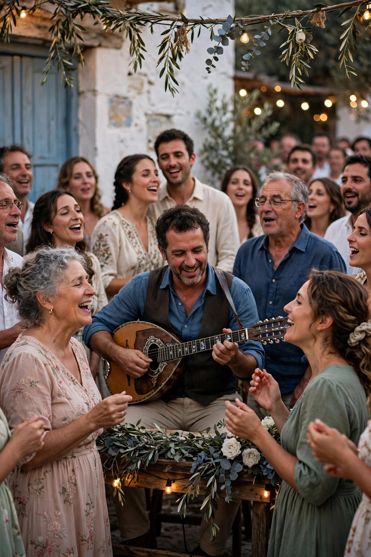 Guests singing a bouzouki classic
