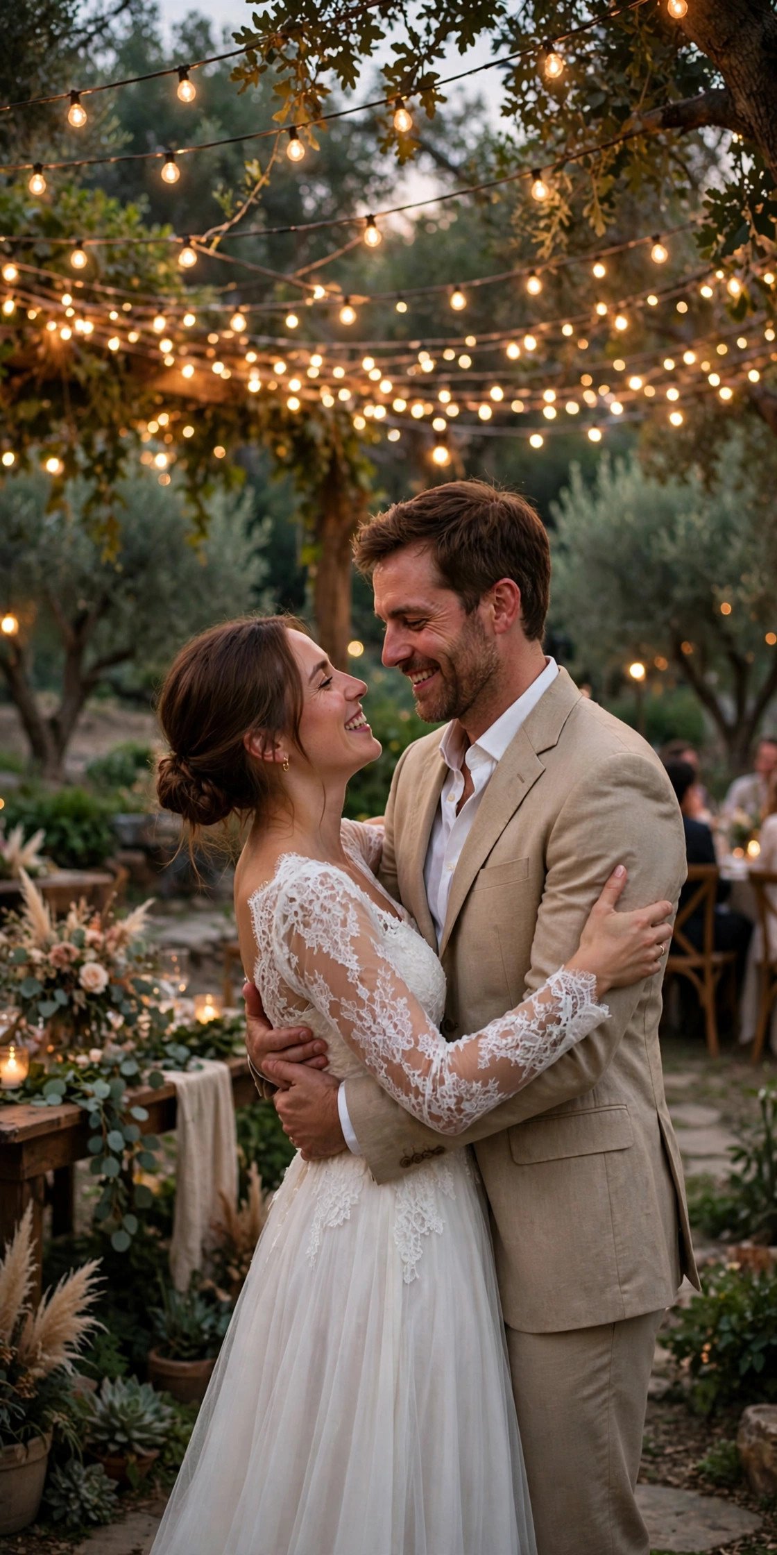Wedding reception moment: fairy Light Canopy Overhead