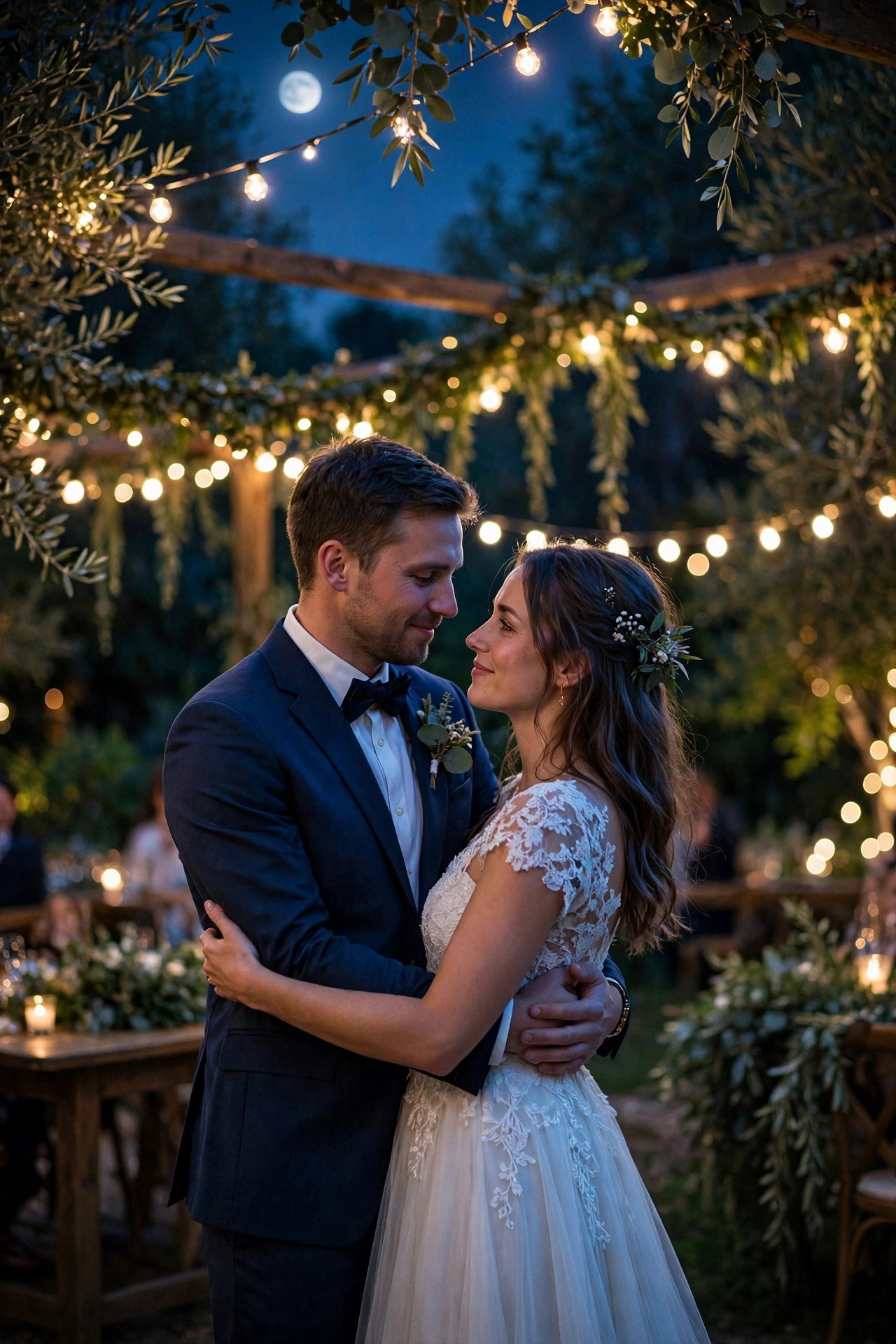 Wedding reception moment: cool Blue Moonlight Wash
