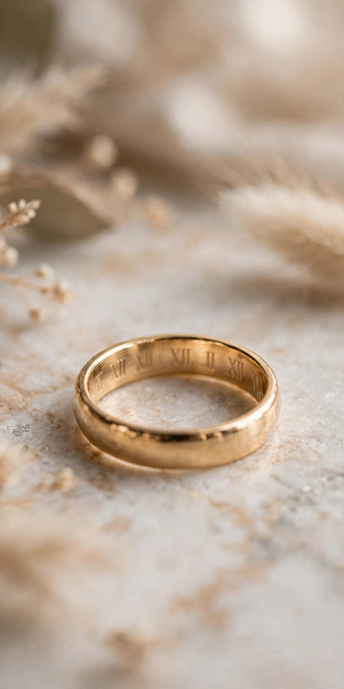 Roman Numeral Date — engraved wedding band showing lettering inside the band