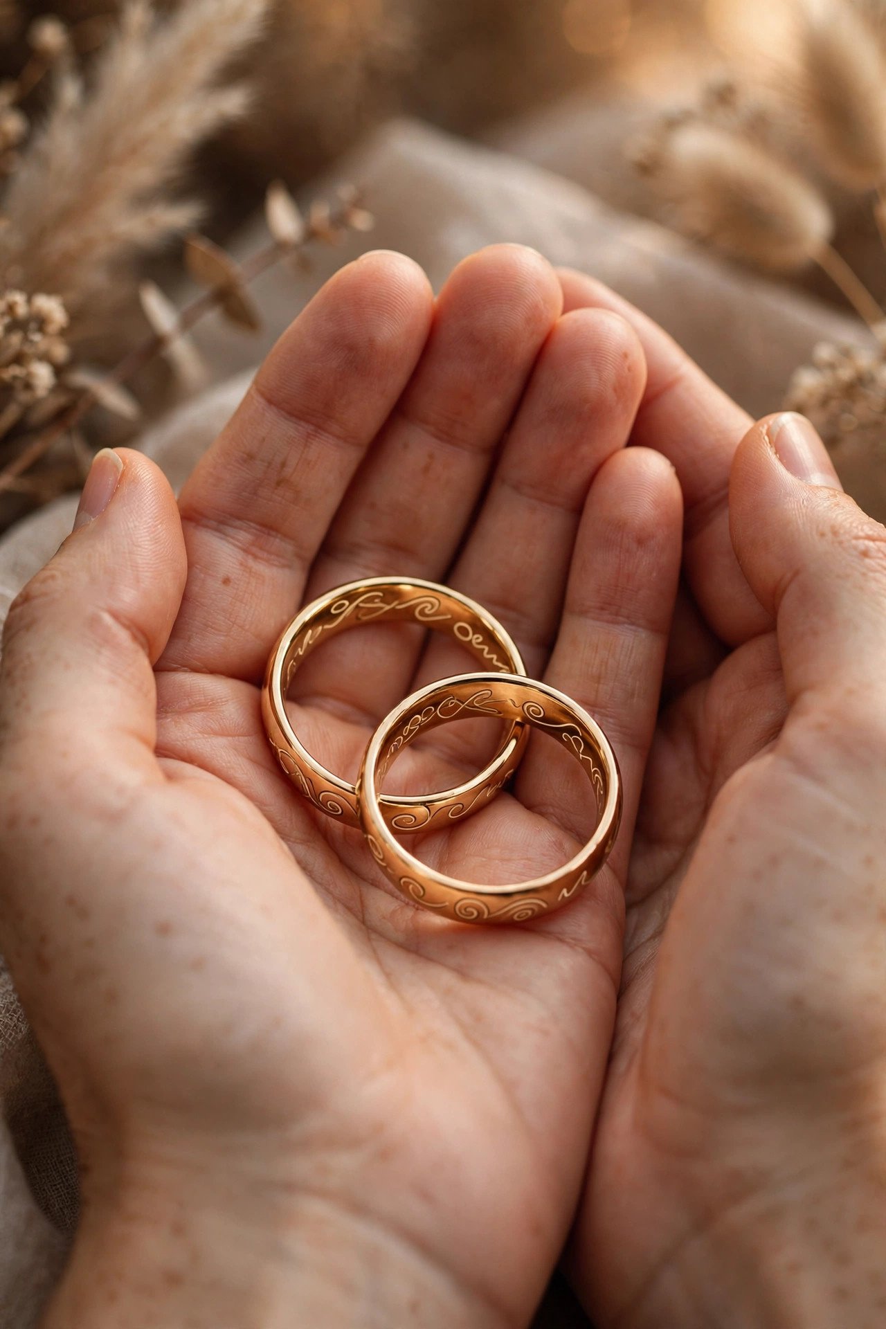 Your Nicknames for Each Other — engraved wedding band showing lettering inside the band