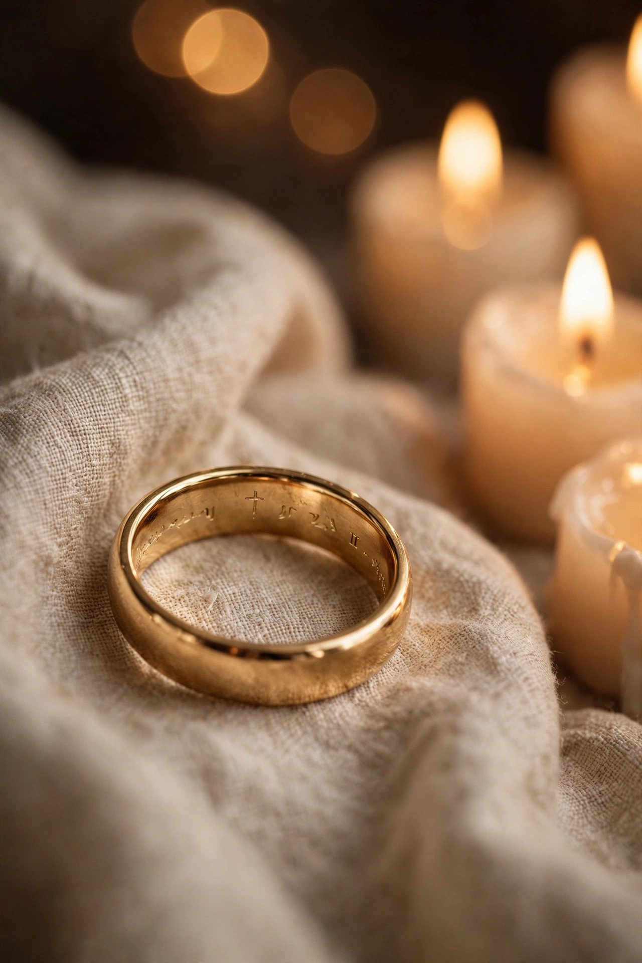 A Bible Verse Reference — engraved wedding band showing lettering inside the band