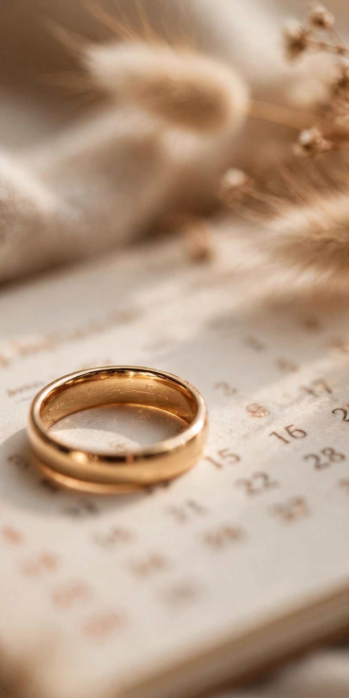 Your Anniversary Countdown Date — engraved wedding band showing lettering inside the band