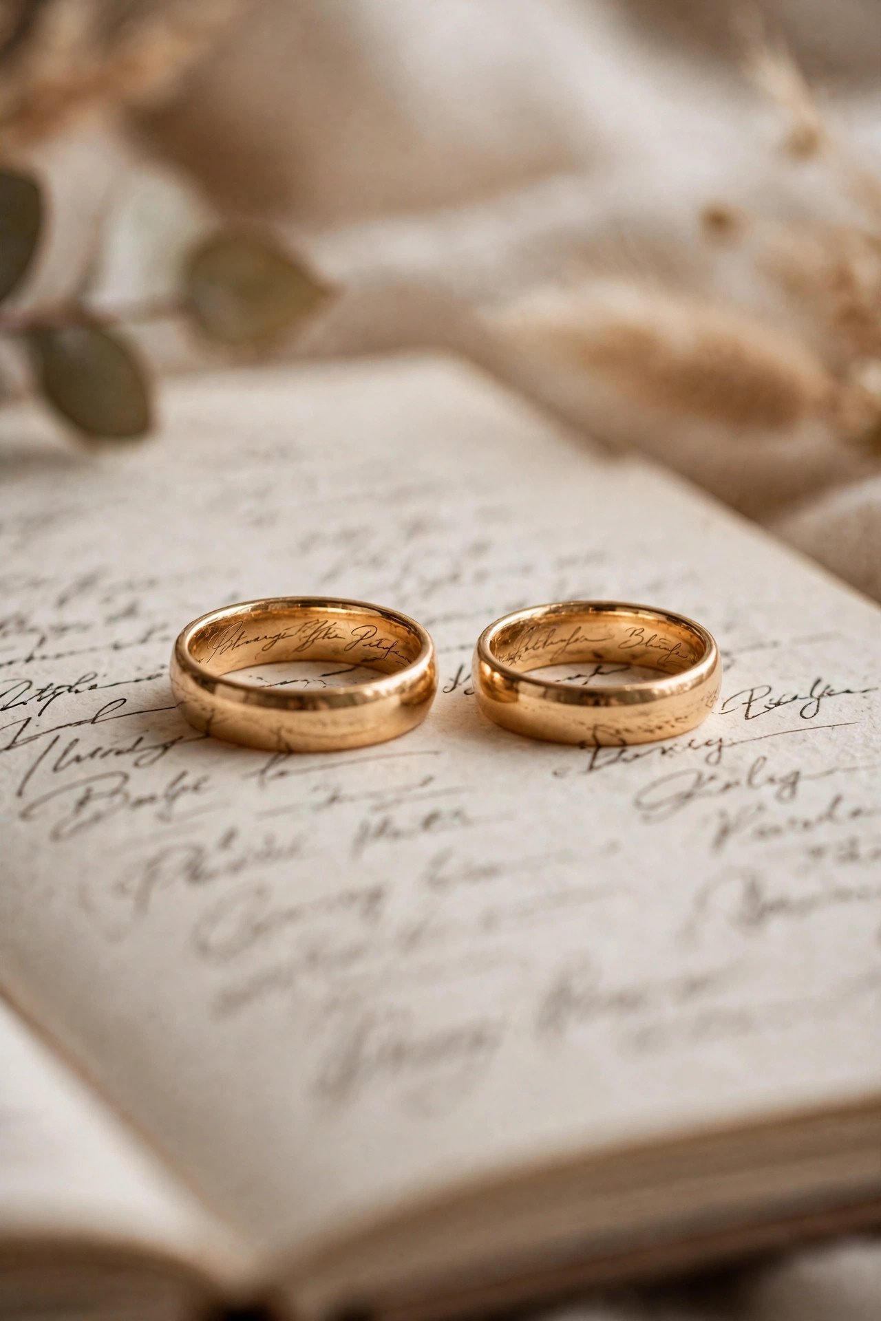 Your Handwriting Signatures — engraved wedding band showing lettering inside the band