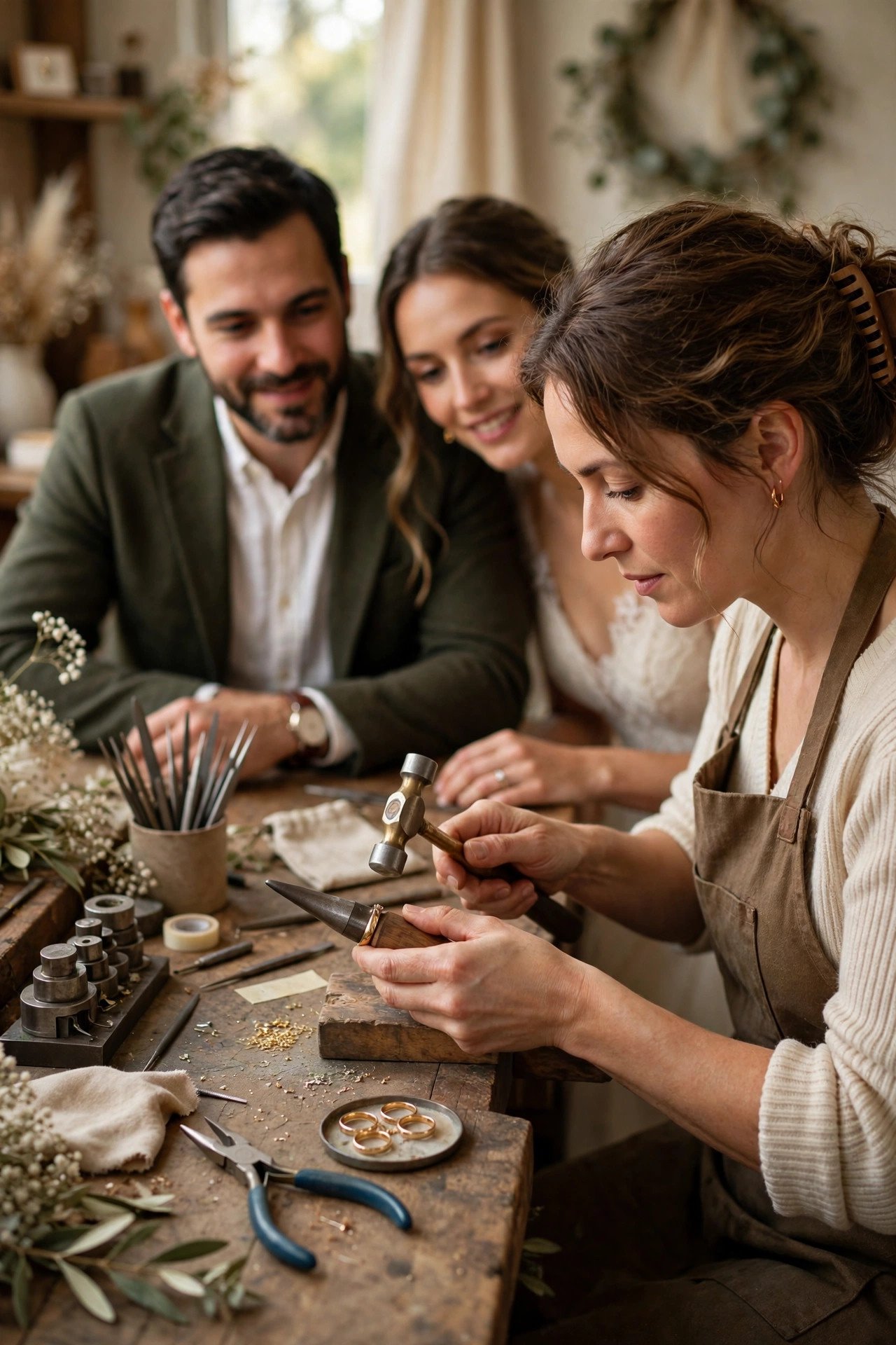 Ask What Resizing Costs Later — couple shopping for wedding rings at a jeweler