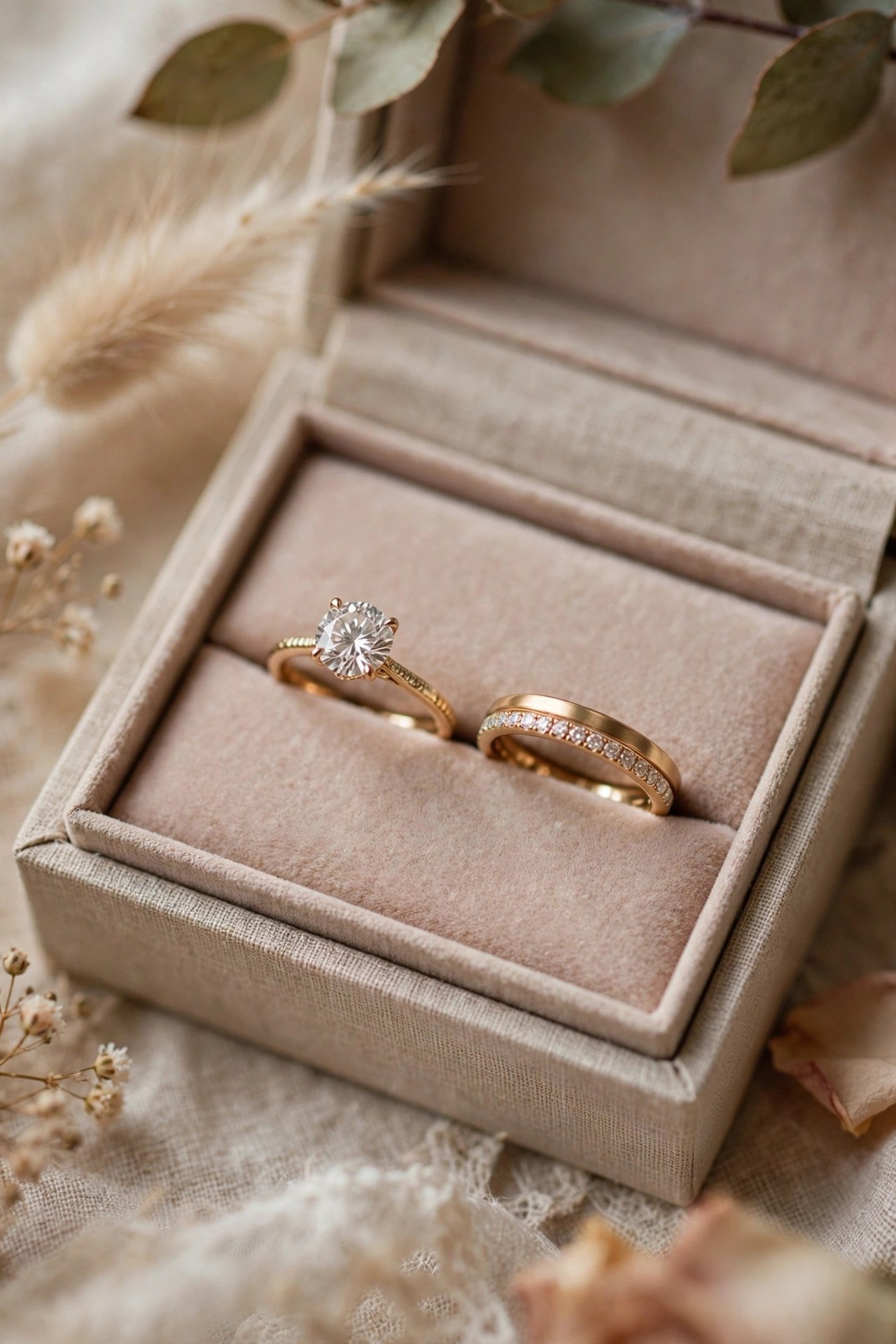 What a Bridal Set Is — engagement ring and wedding band compared side by side