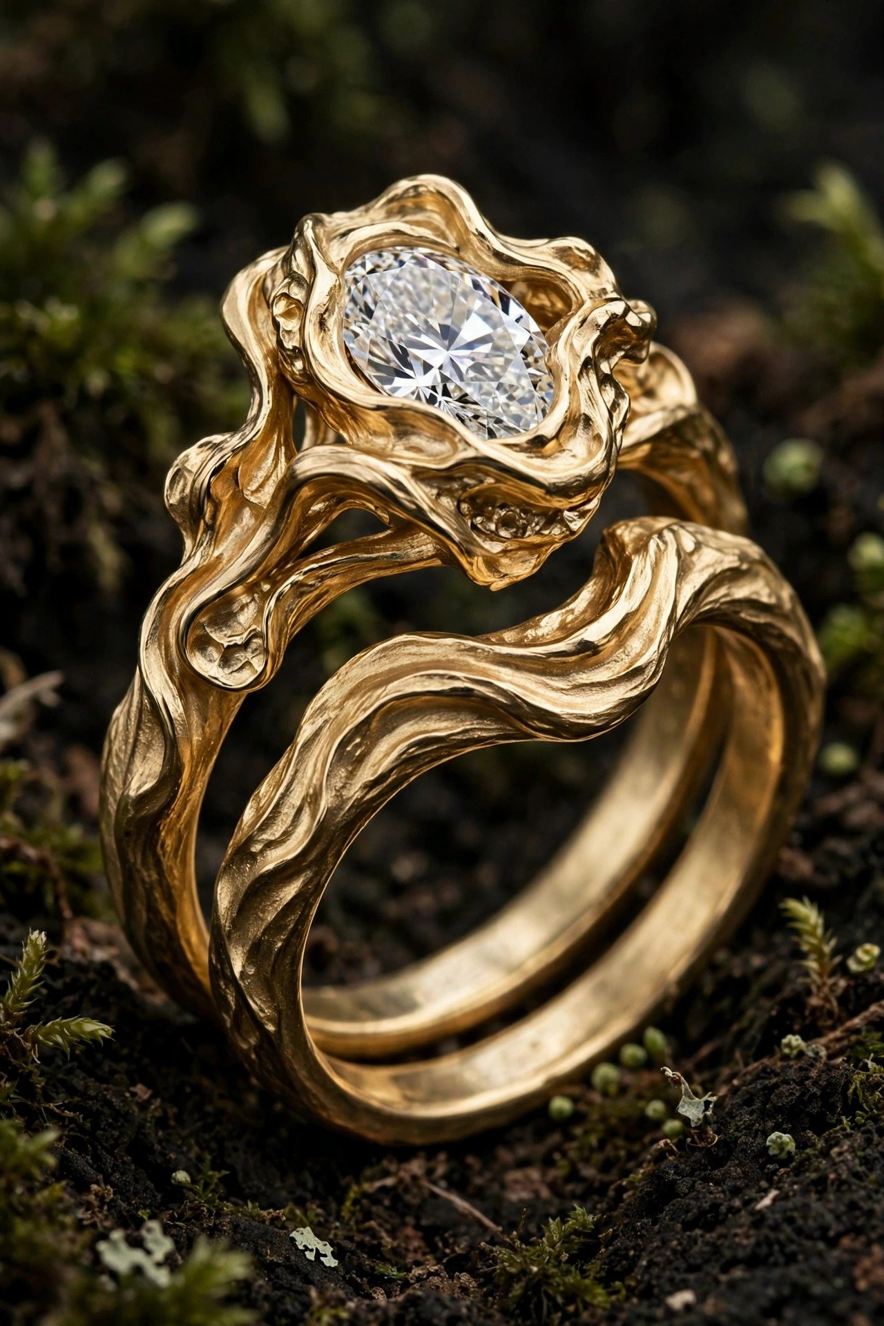 Custom molded contour band cast to match a unique engagement ring