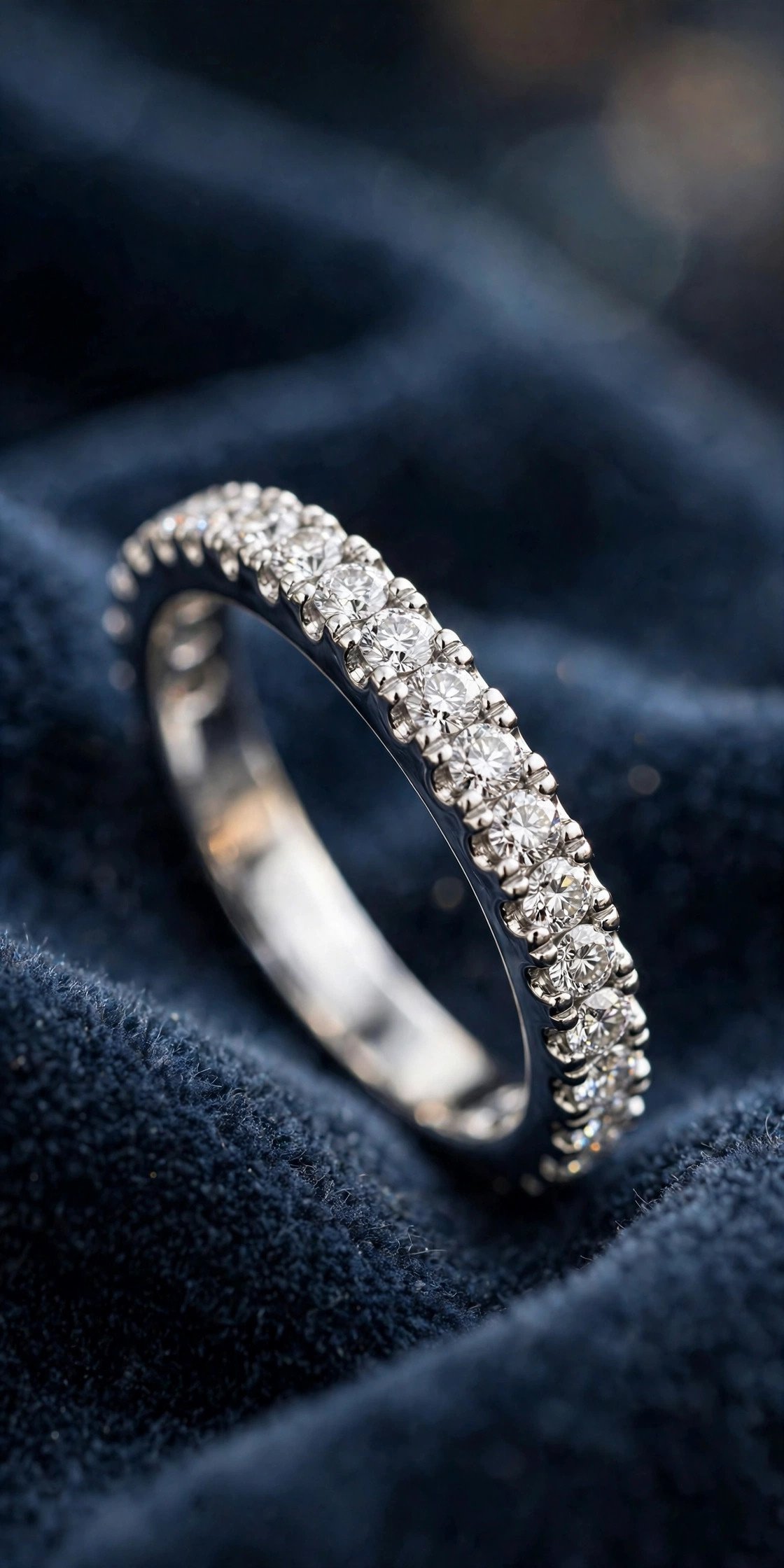 Classic pavé lab diamond wedding band in white gold