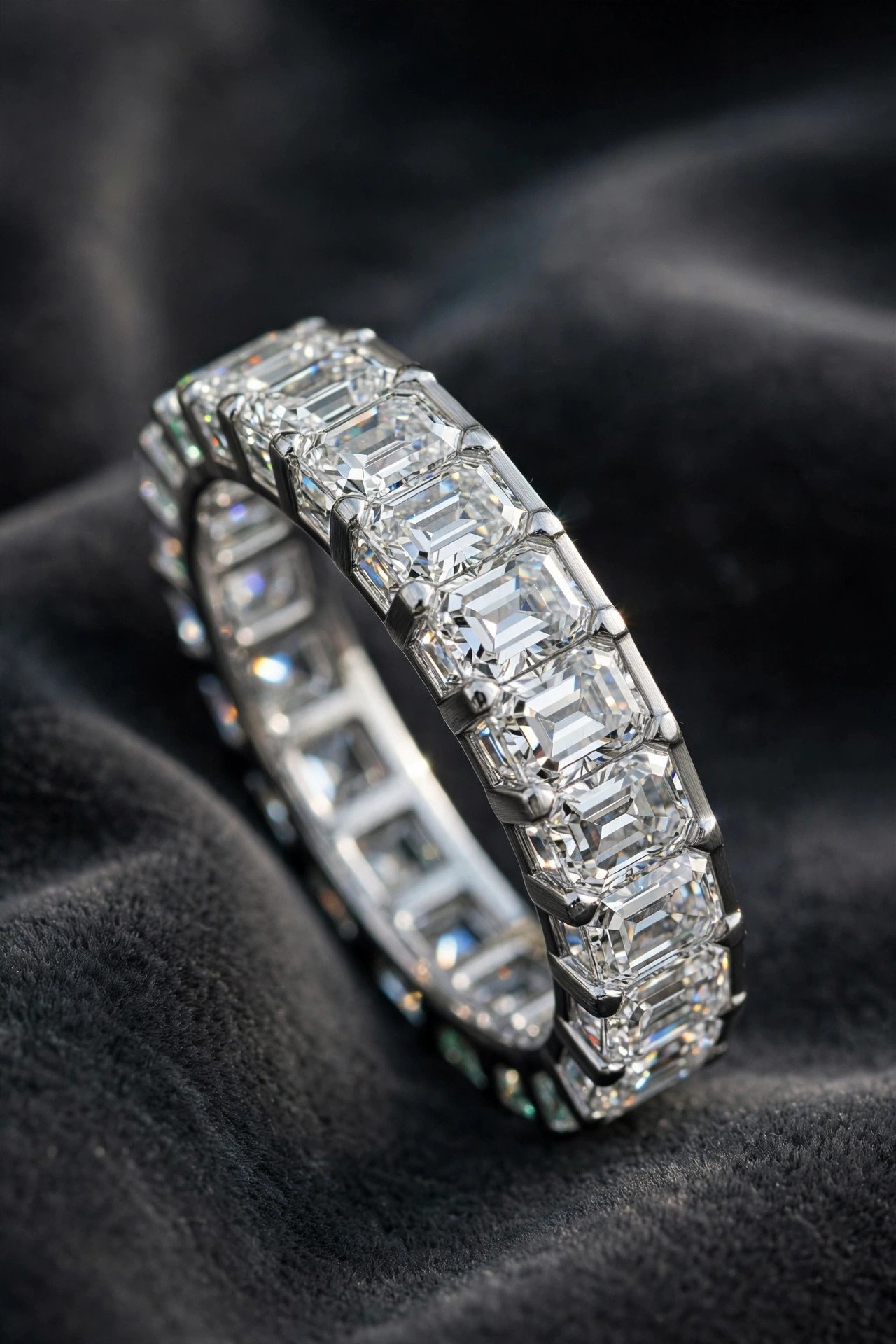 Emerald cut lab diamond eternity band