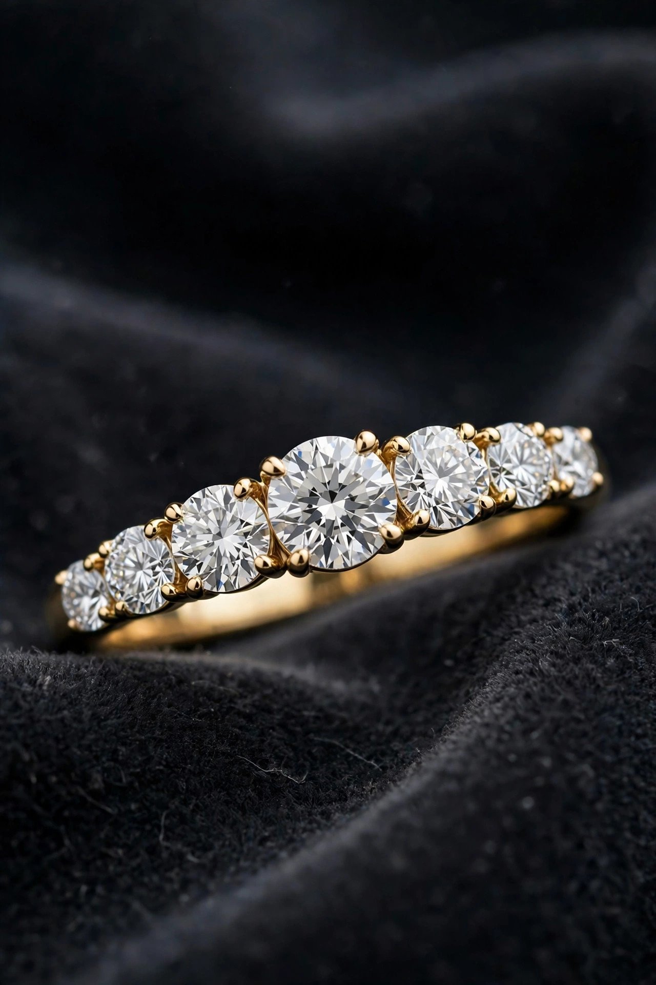 Seven stone lab diamond wedding band