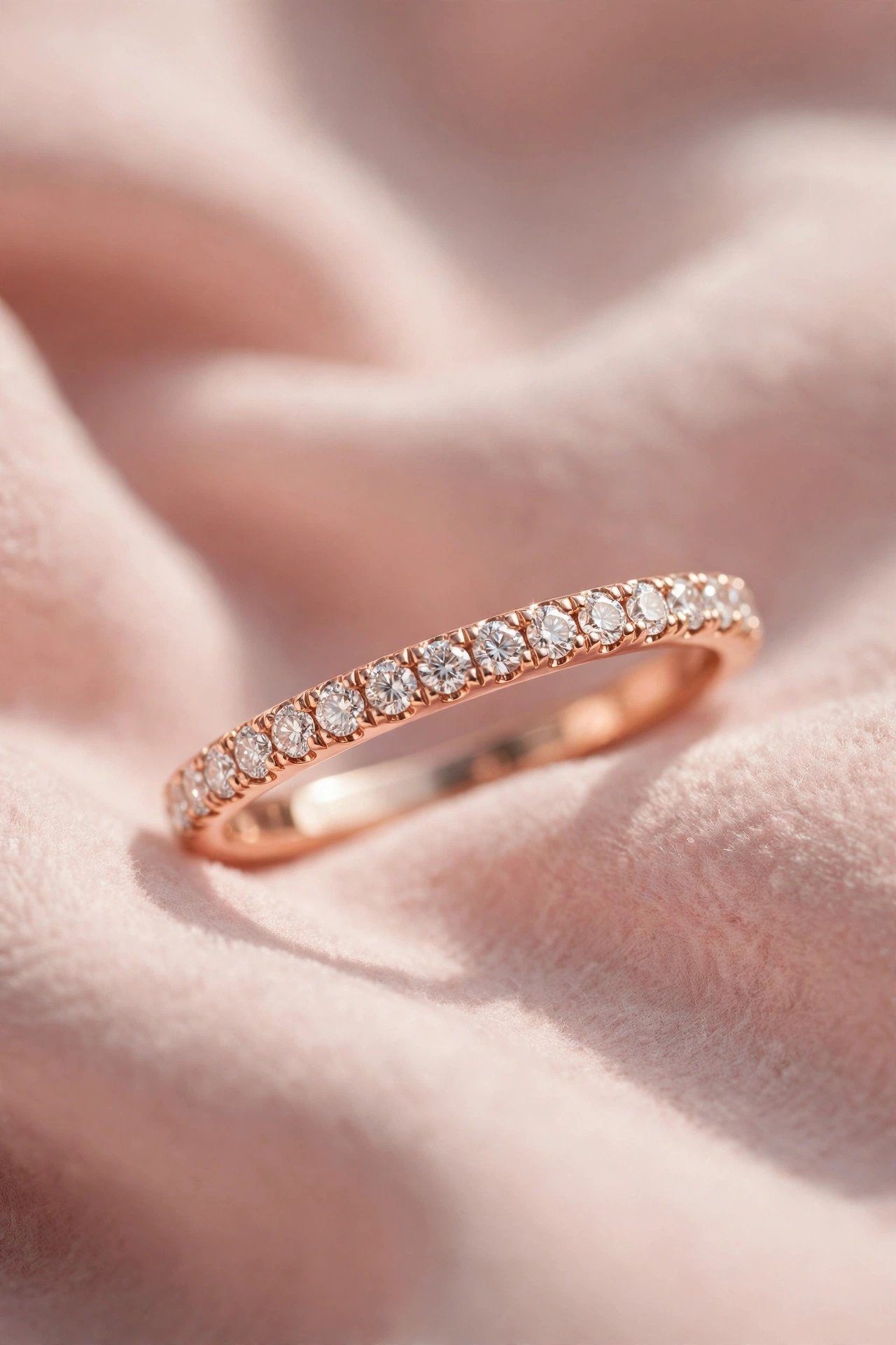 Rose gold lab diamond pavé wedding band