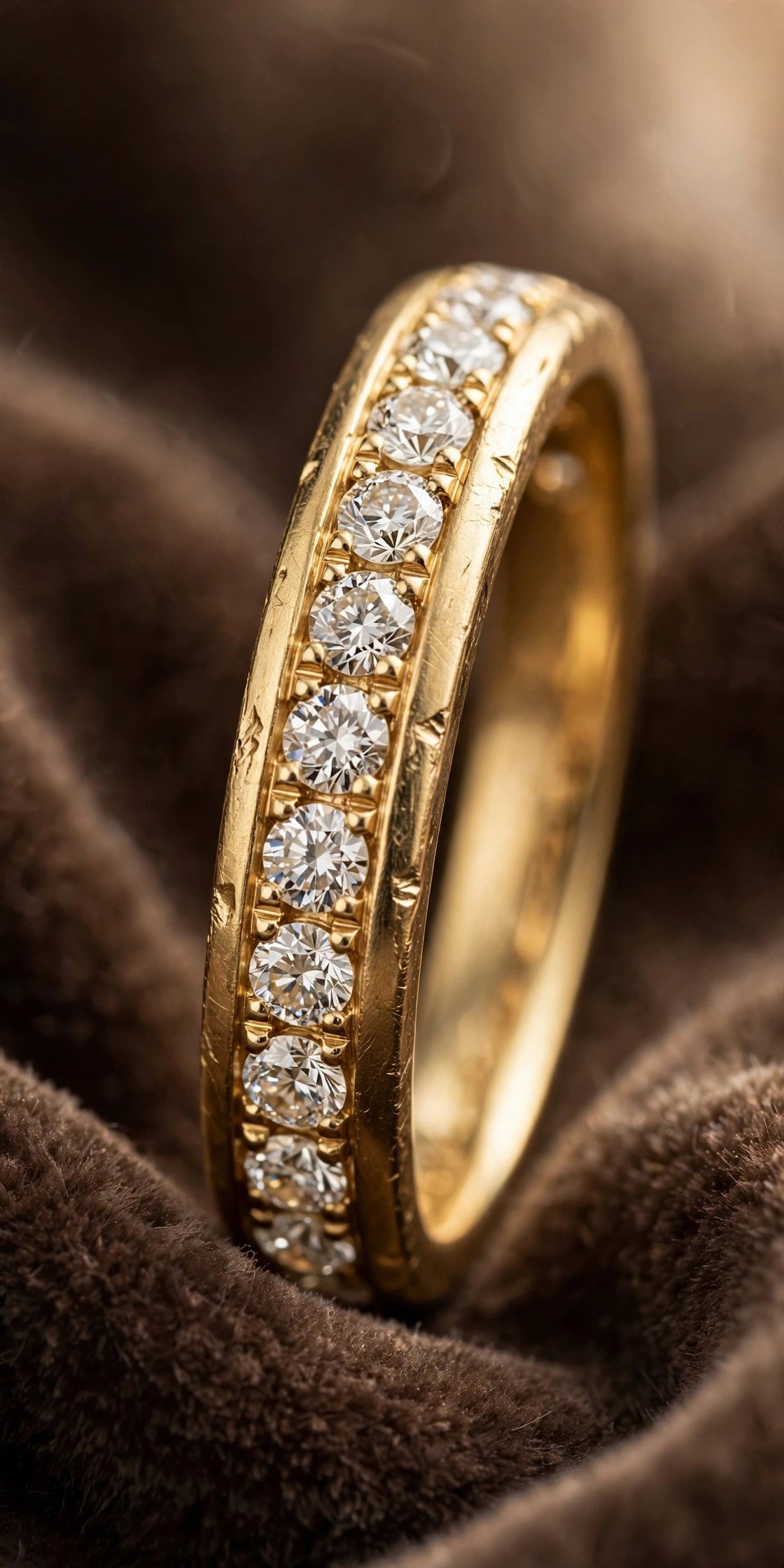 Yellow gold lab diamond wedding band