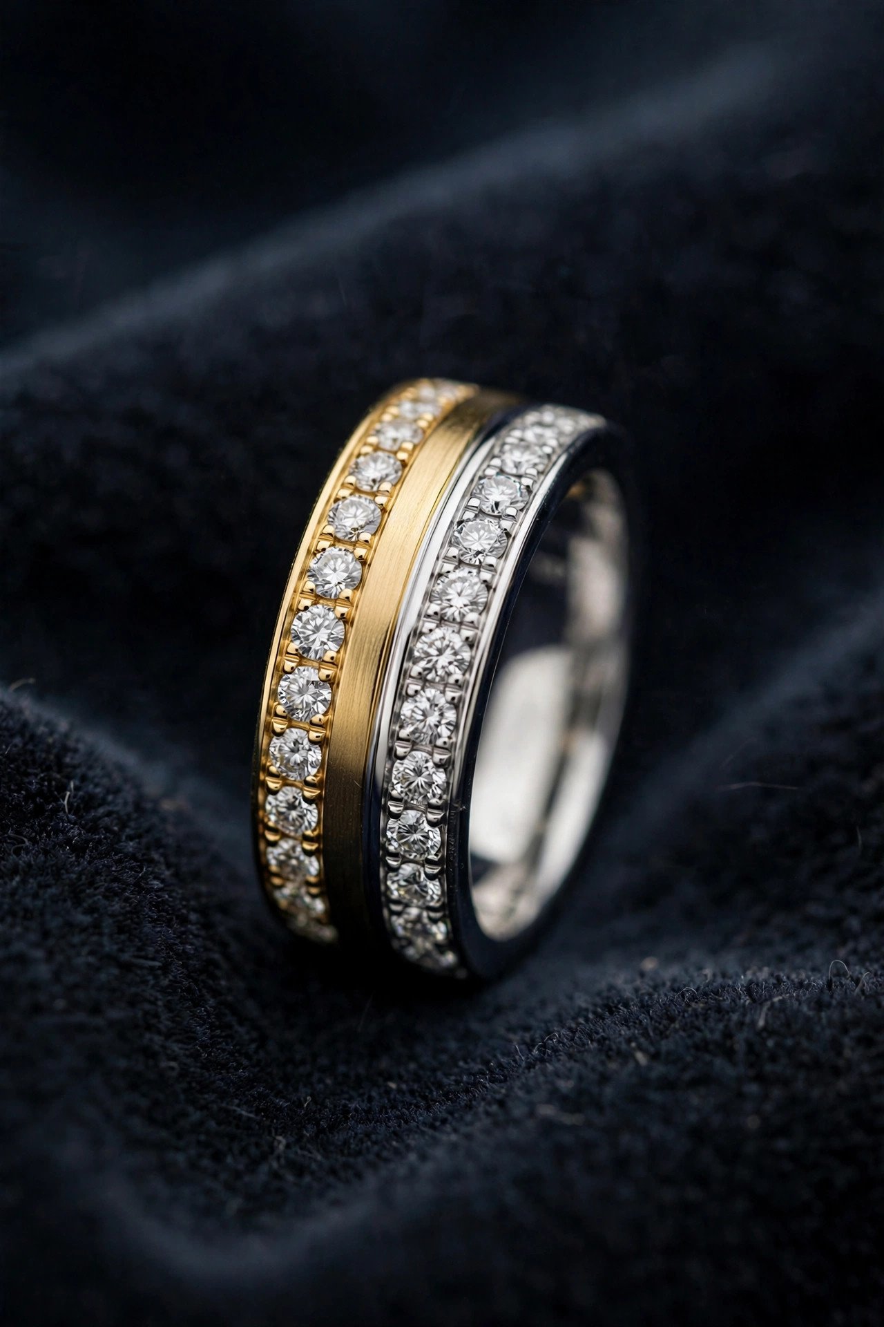 Two tone lab diamond wedding band