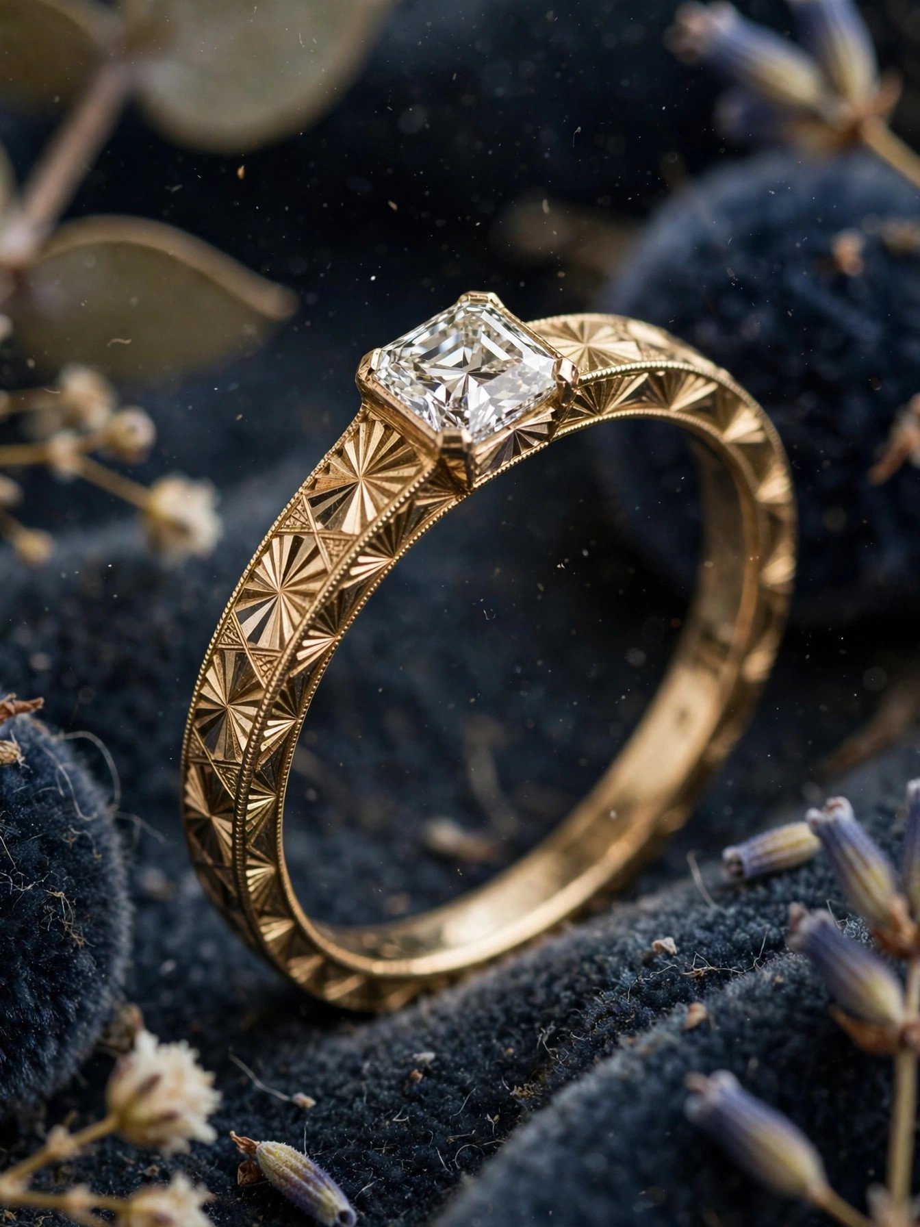 Asscher cut lab diamond band