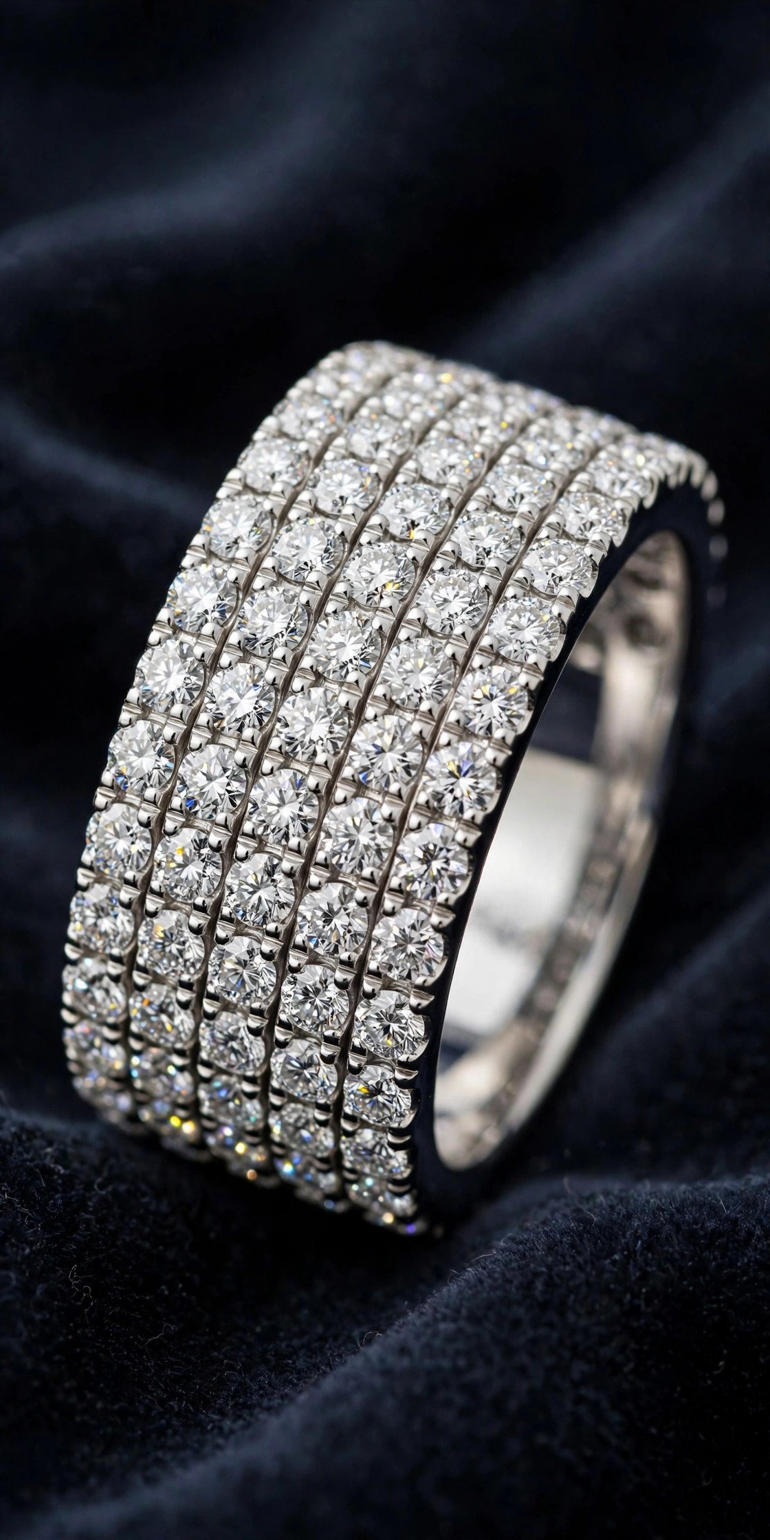 Wide multi row lab diamond wedding band