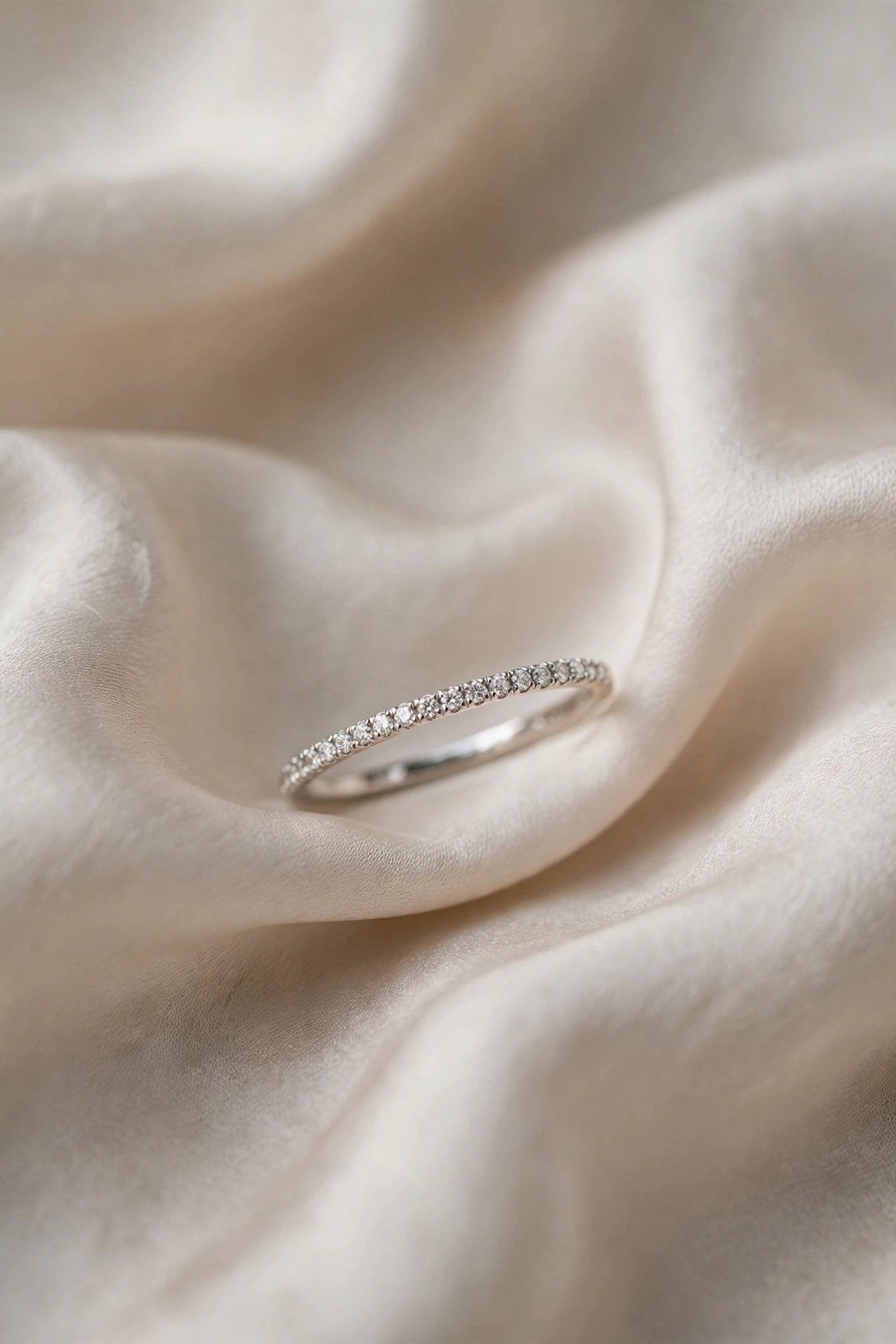 Thin dainty lab diamond pavé band