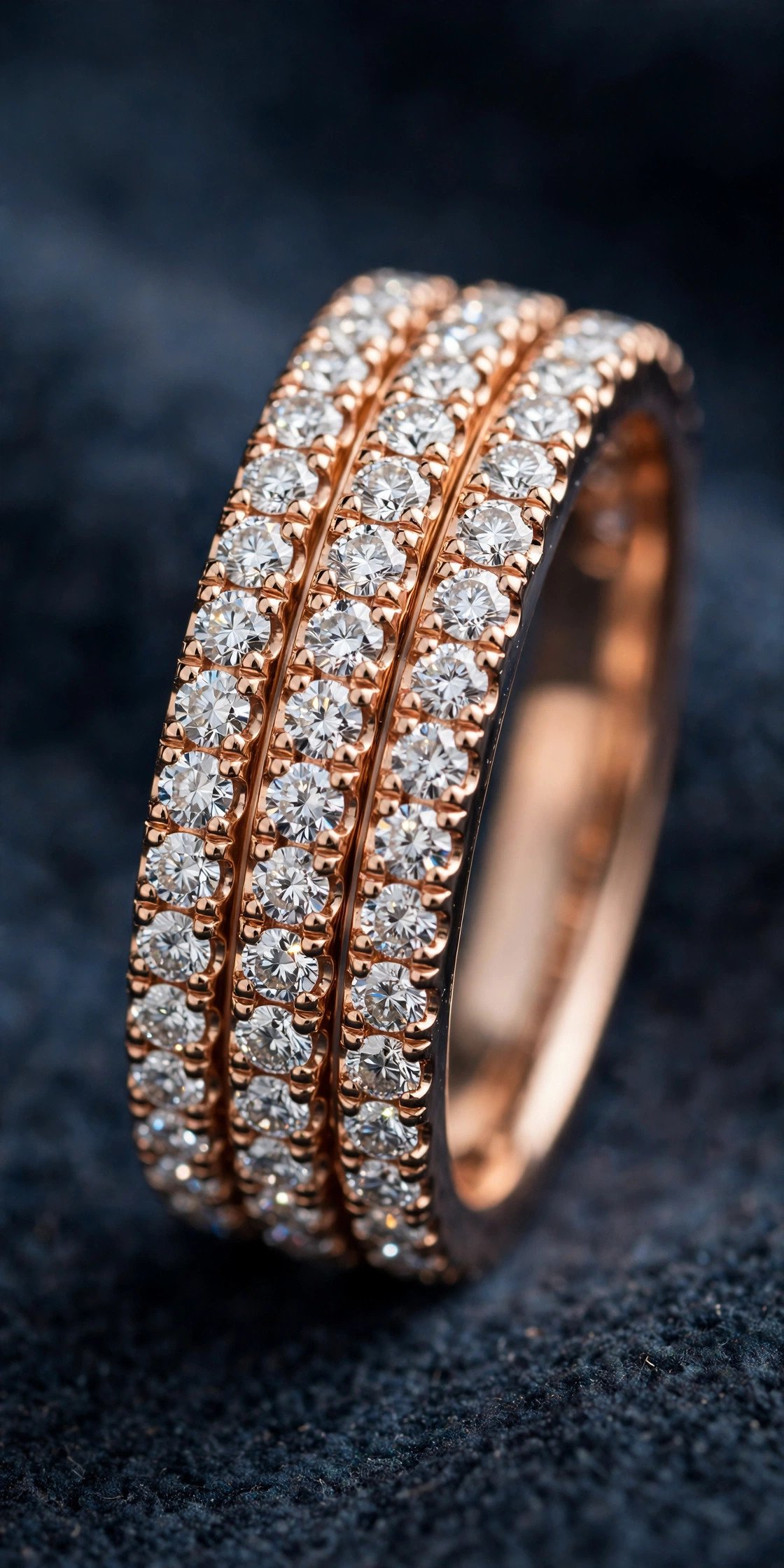 Three row lab diamond pavé band