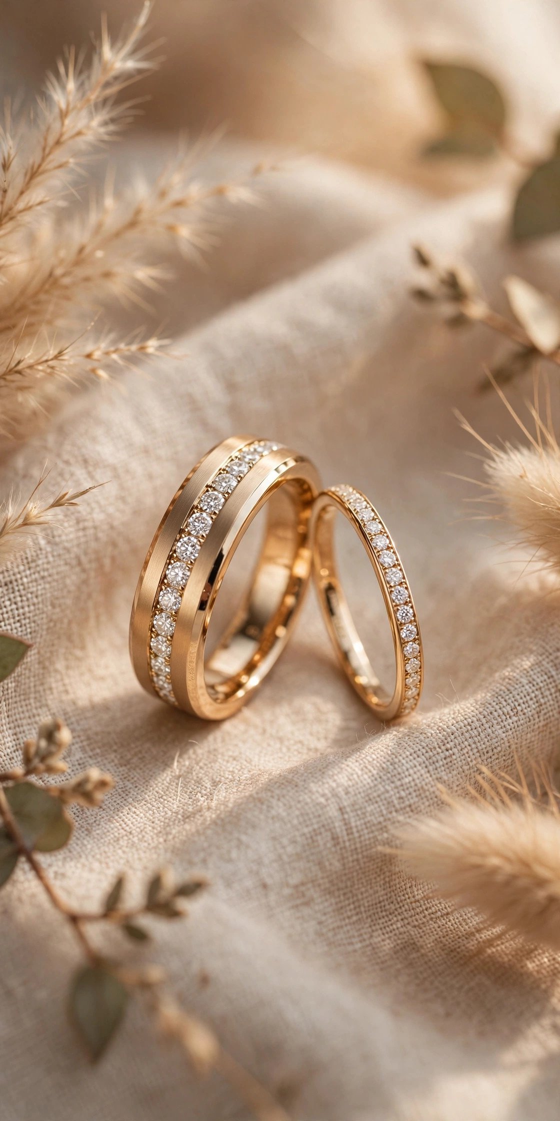 Channel set diamond his and hers set