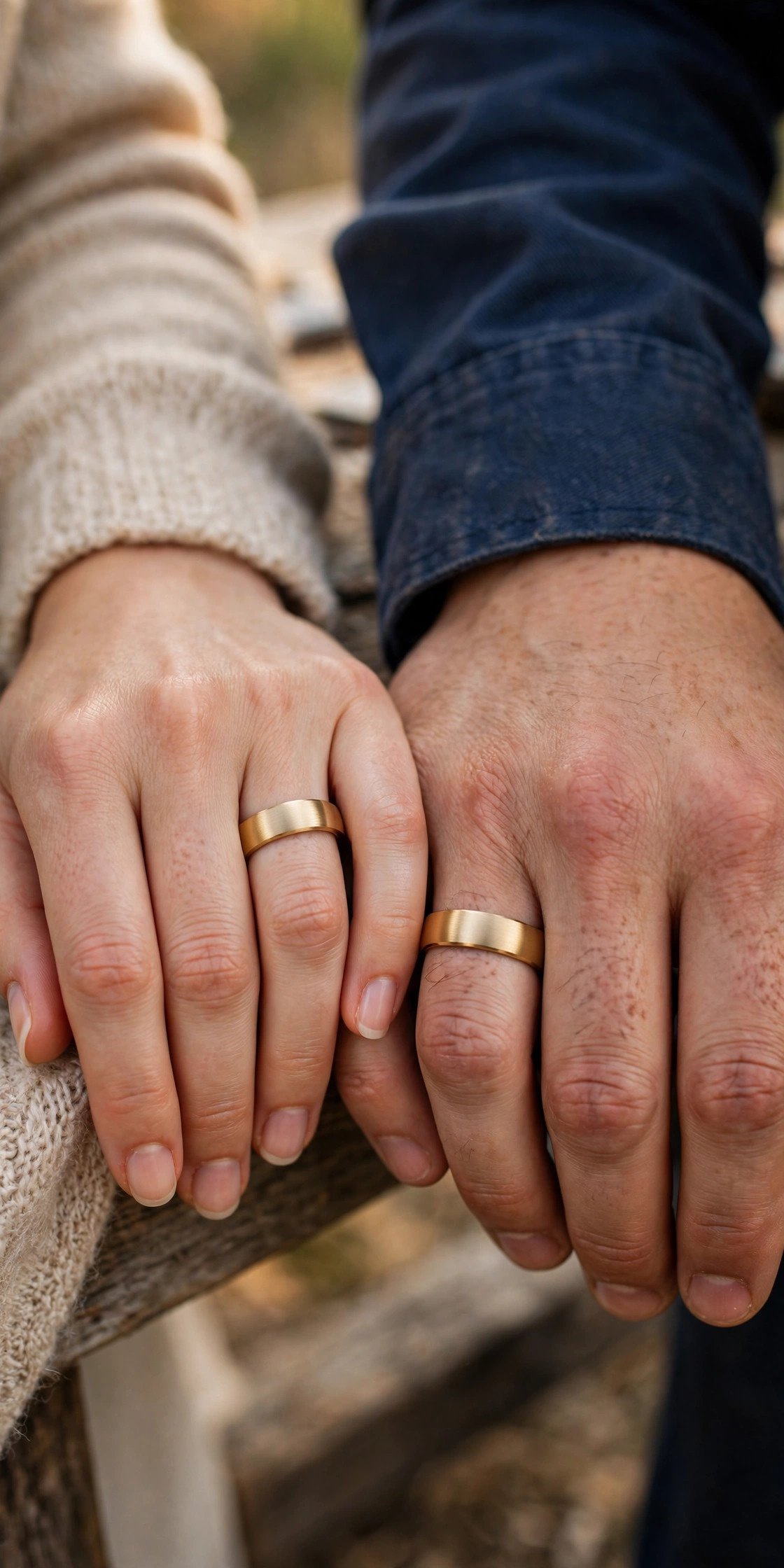 Comfort fit his and hers wedding band set