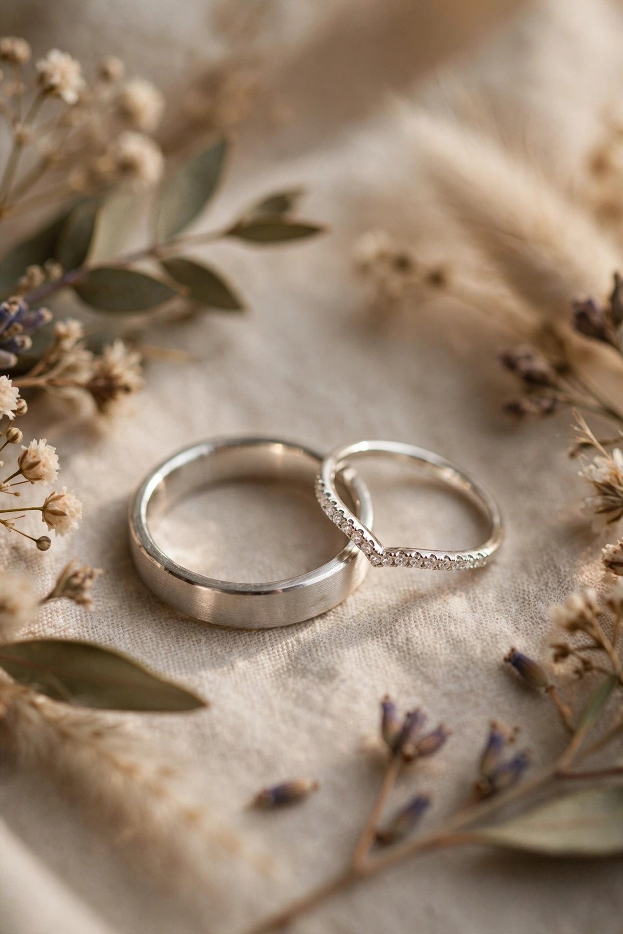 Sterling silver his and hers wedding set