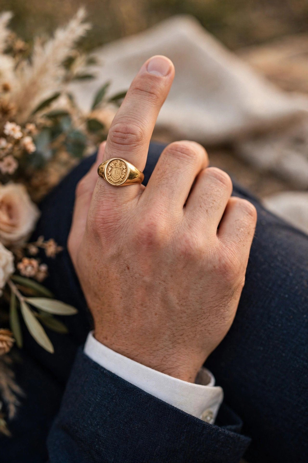 Signet ring worn on the index finger