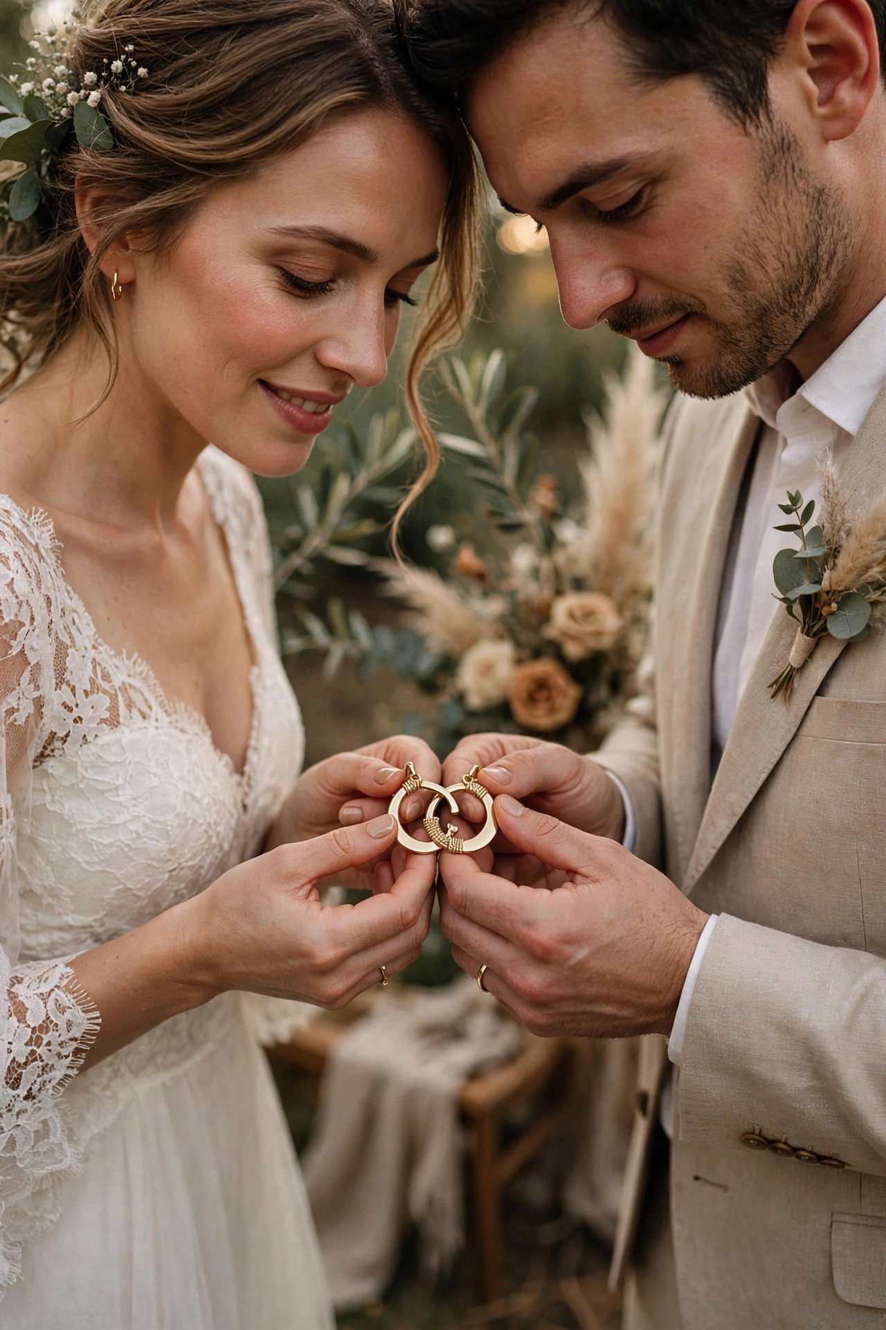 Interlocking pendant pair as a wedding ring alternative