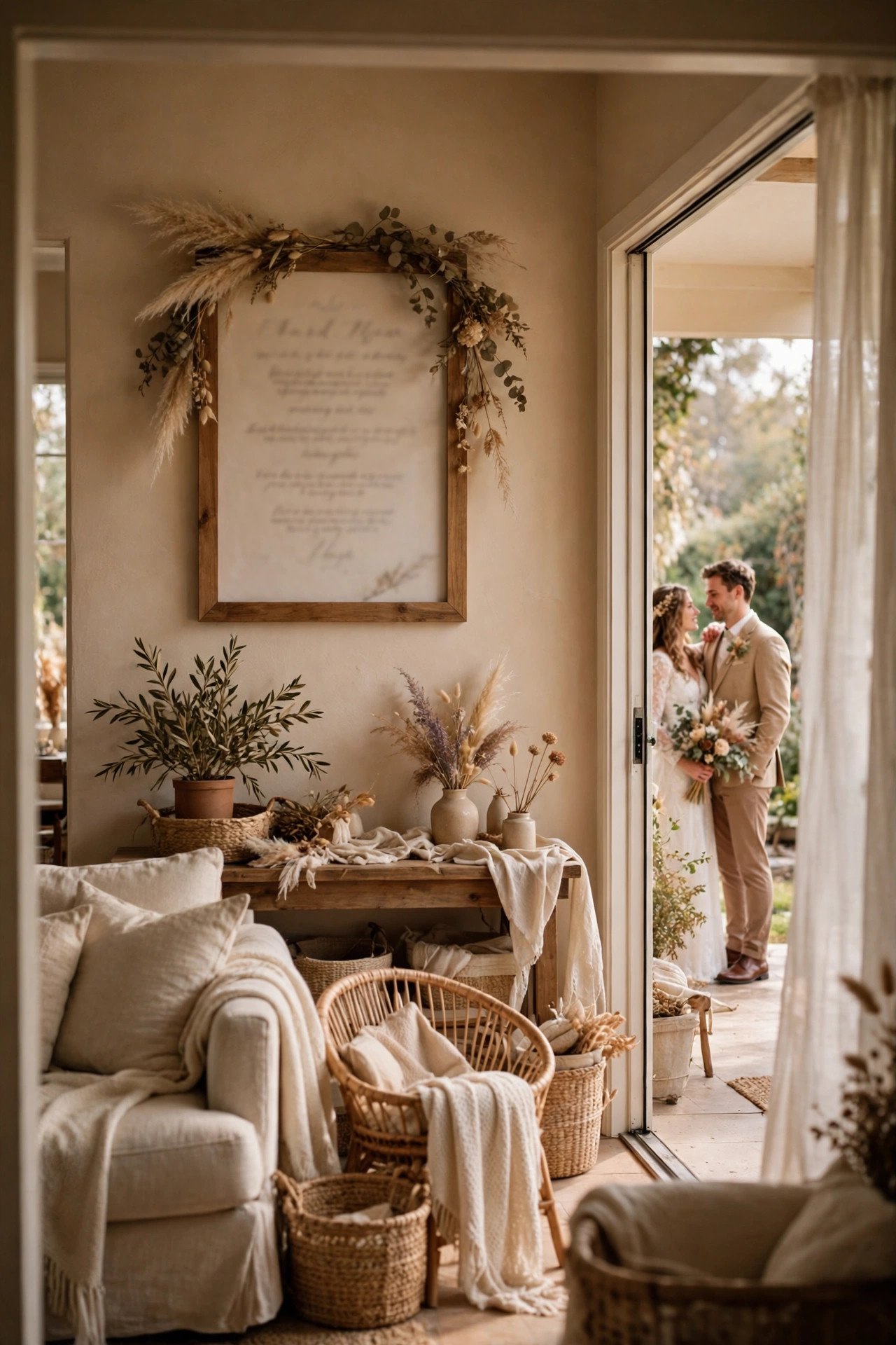 Framed wedding vows as a home marriage symbol