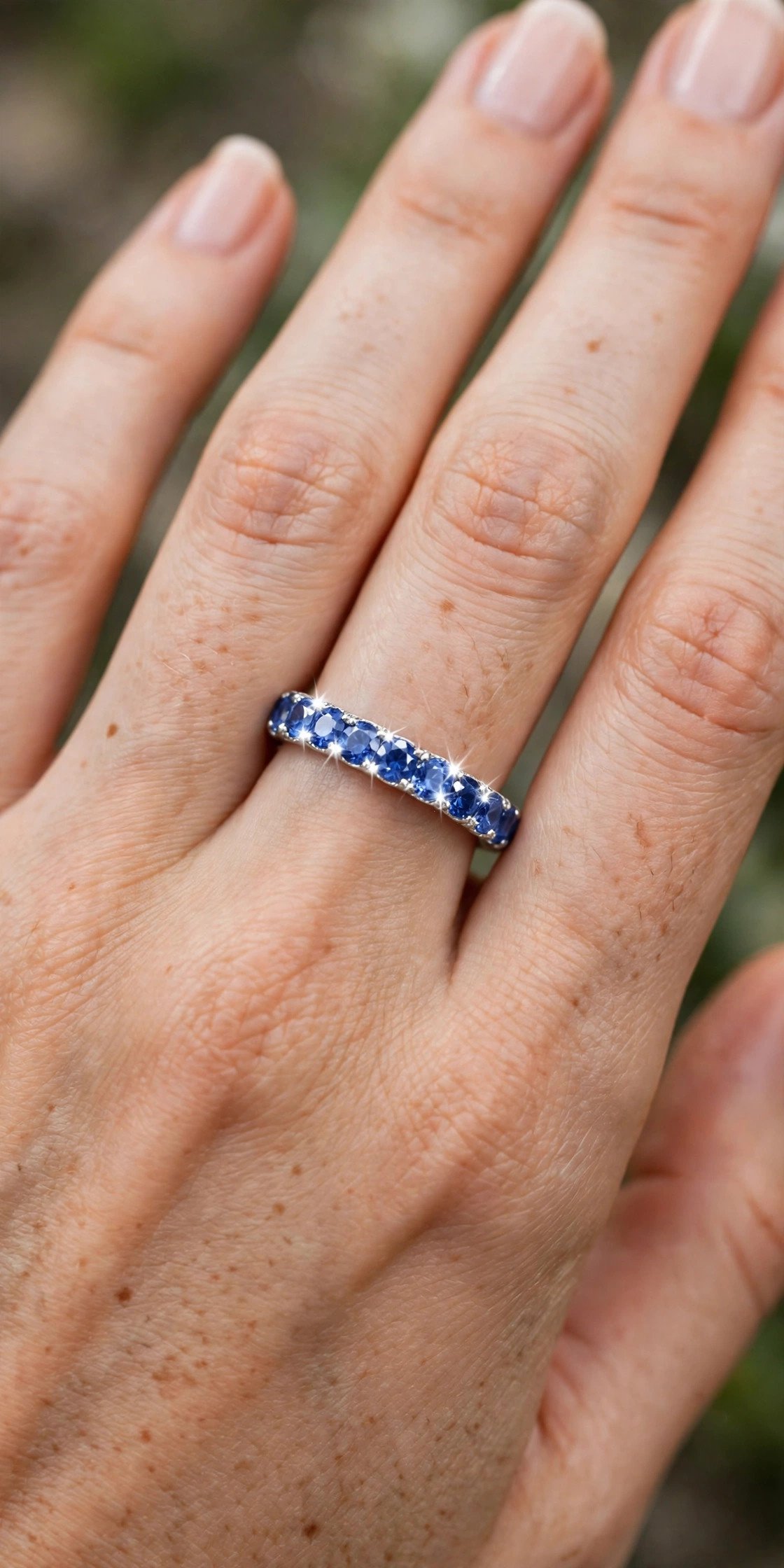 Sapphire wedding band design Classic Blue Sapphire Eternity Band