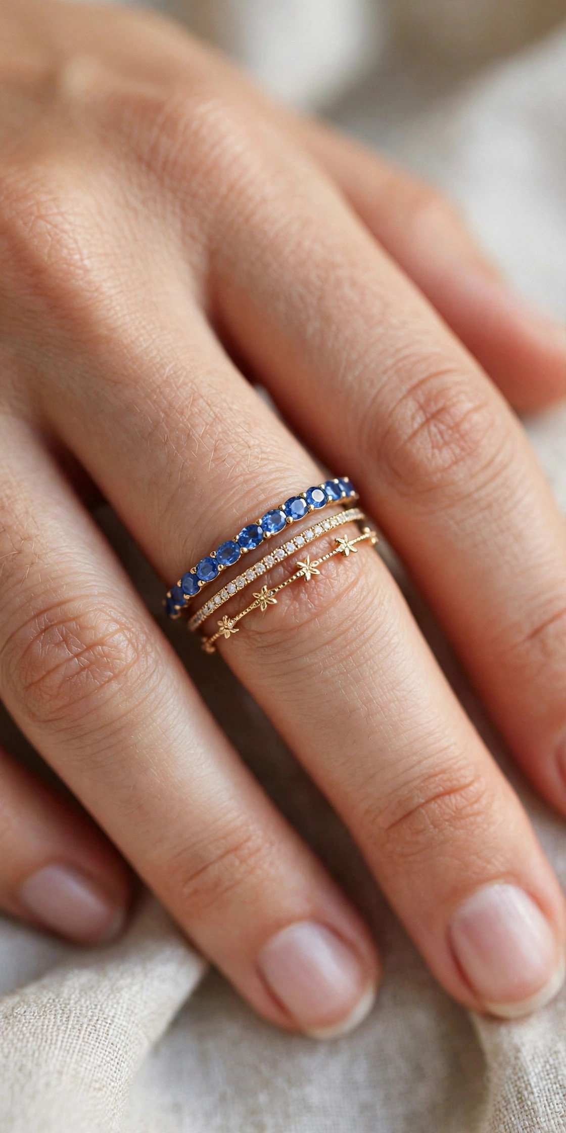 Sapphire wedding band design Slim Sapphire Stacking Band