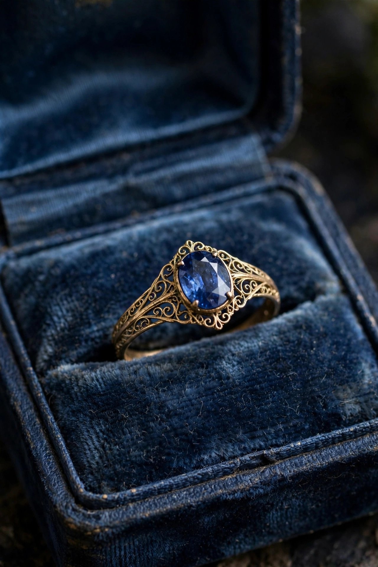 Sapphire wedding band design Vintage Sapphire Band