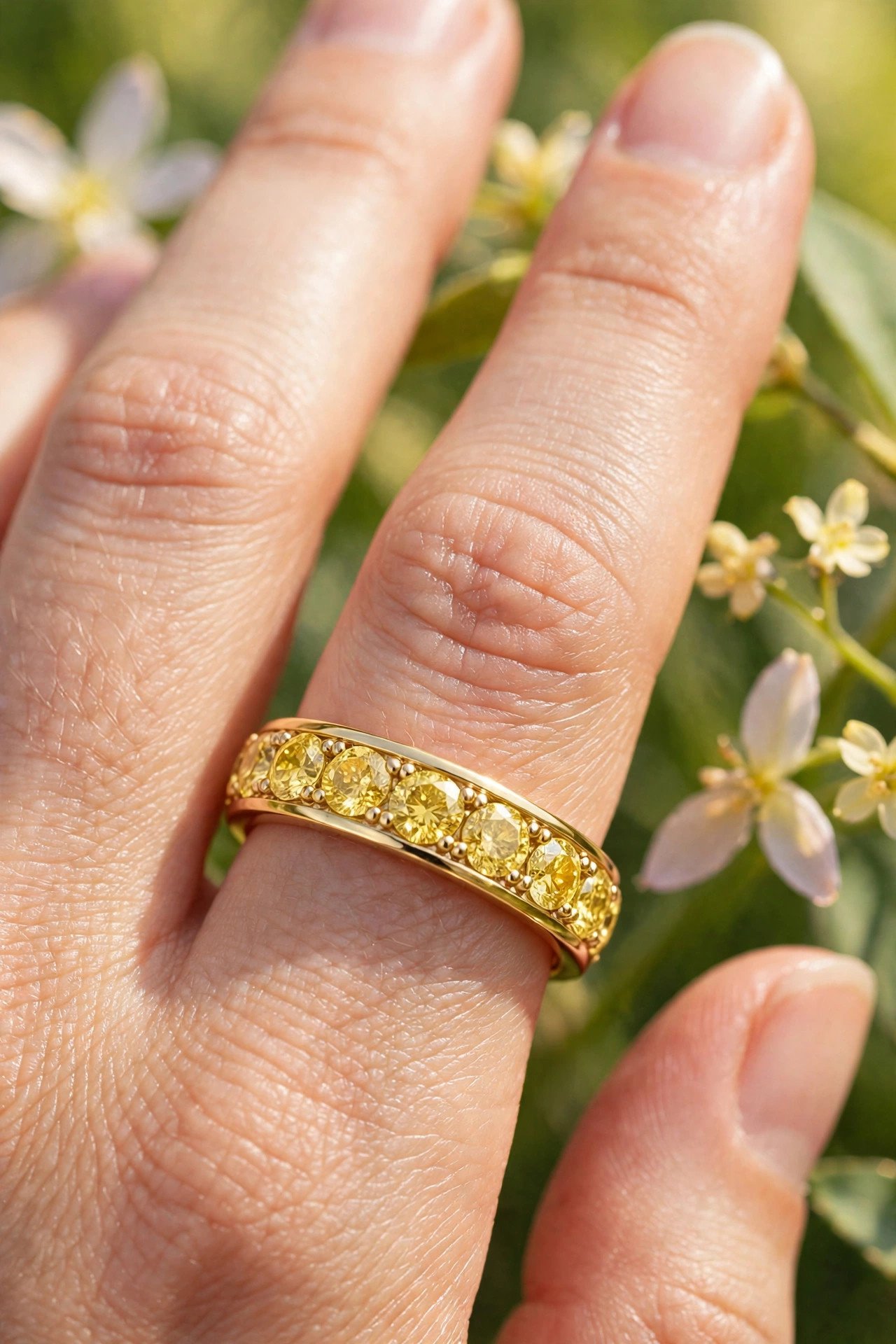 Sapphire wedding band design Yellow Sapphire Band