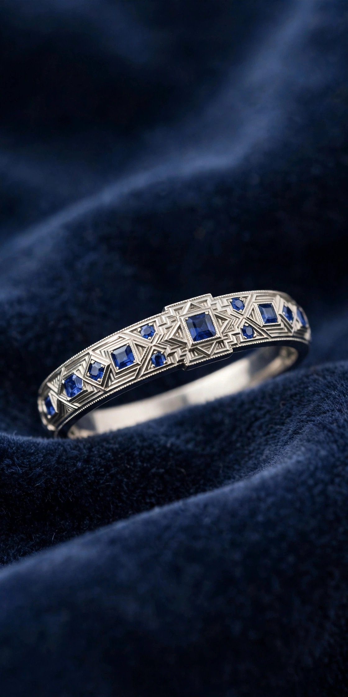 Sapphire wedding band design Art Deco Sapphire Band