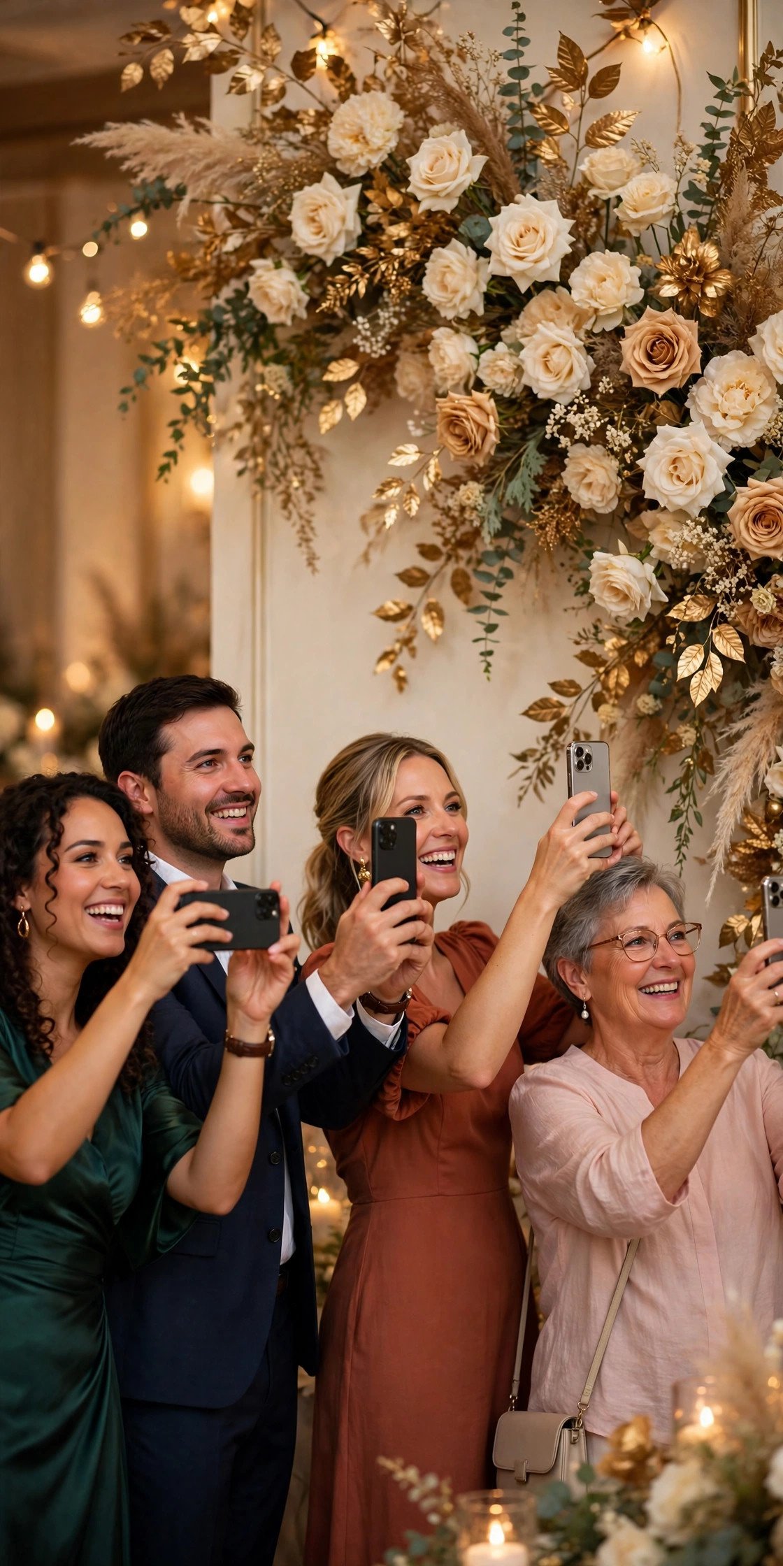 Wedding hashtag idea #MooreWedding2027 shown on elegant reception signage