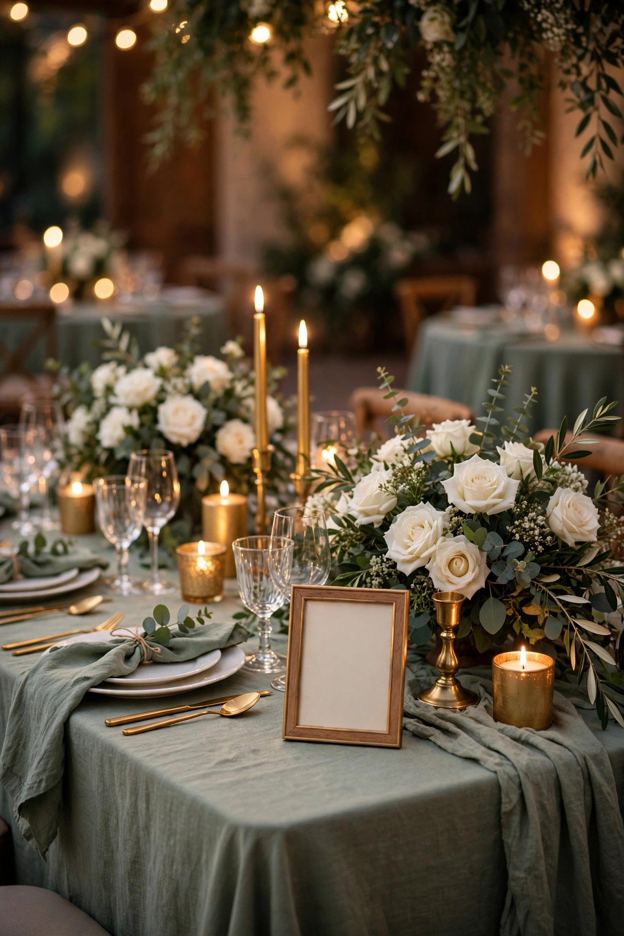 Wedding hashtag idea #RodriguezCelebration2027 shown on elegant reception signage