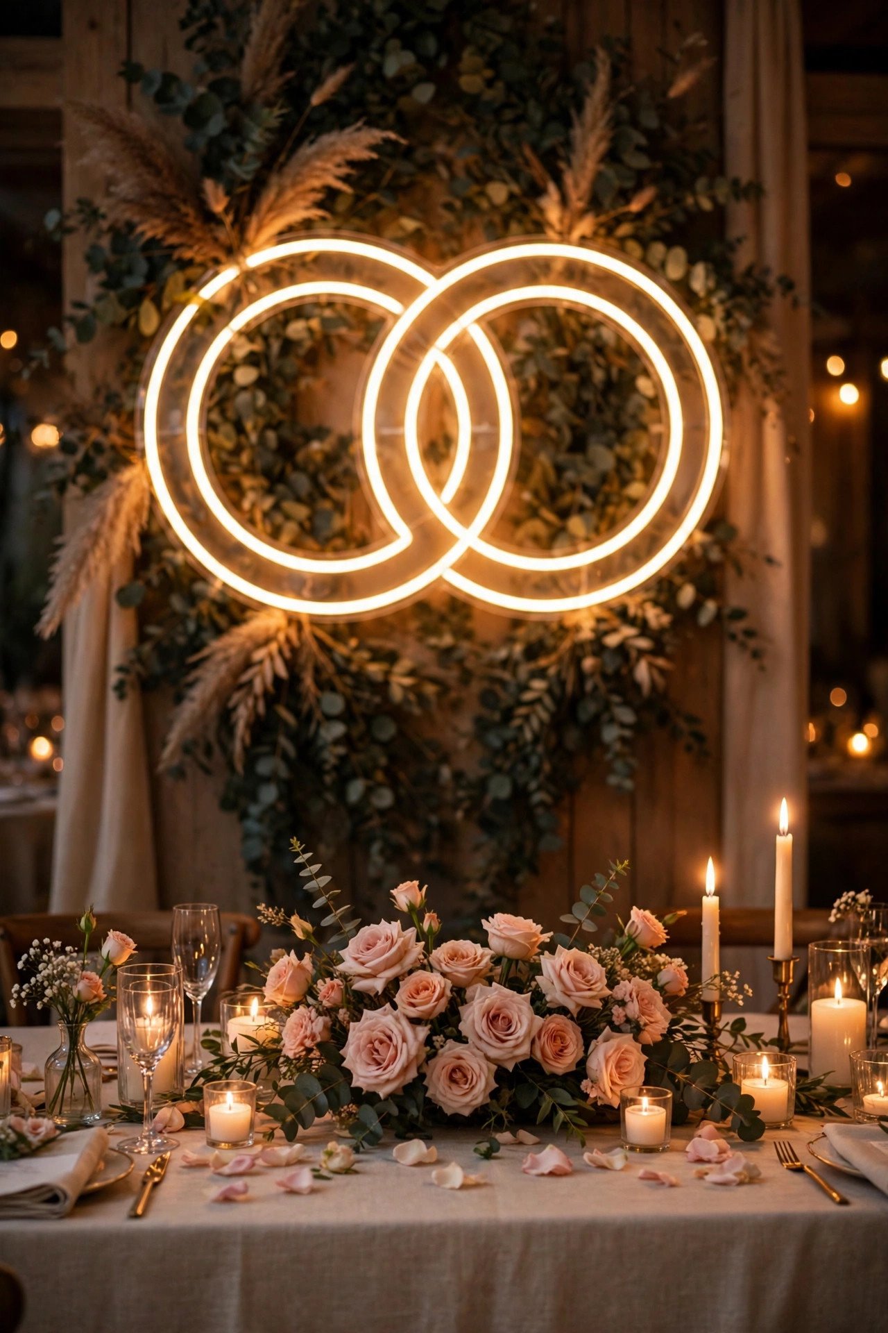 Wedding hashtag idea #CamilaSaysYesToHunter shown on elegant reception signage