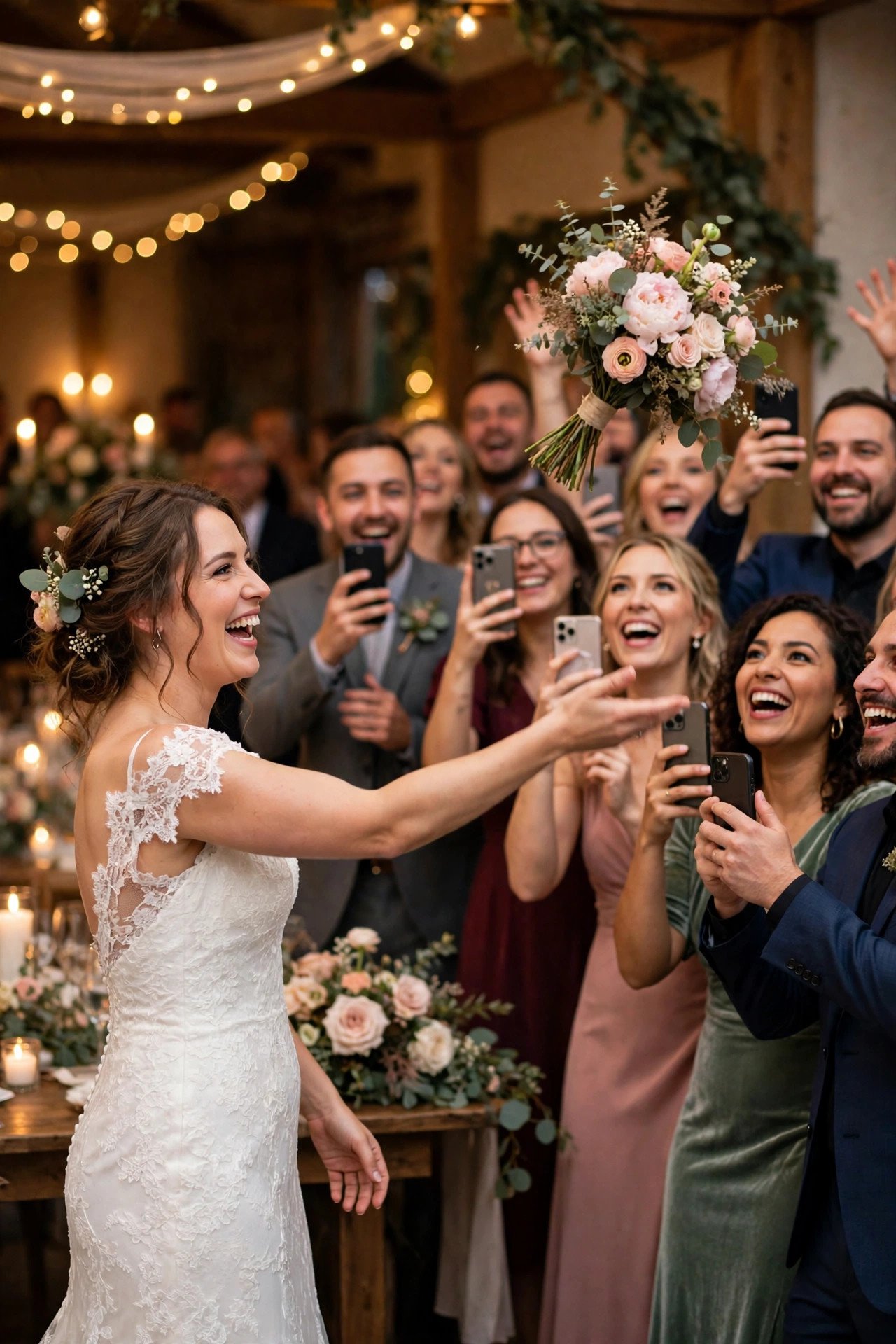 Wedding hashtag idea #LoveTheEvanss shown on elegant reception signage