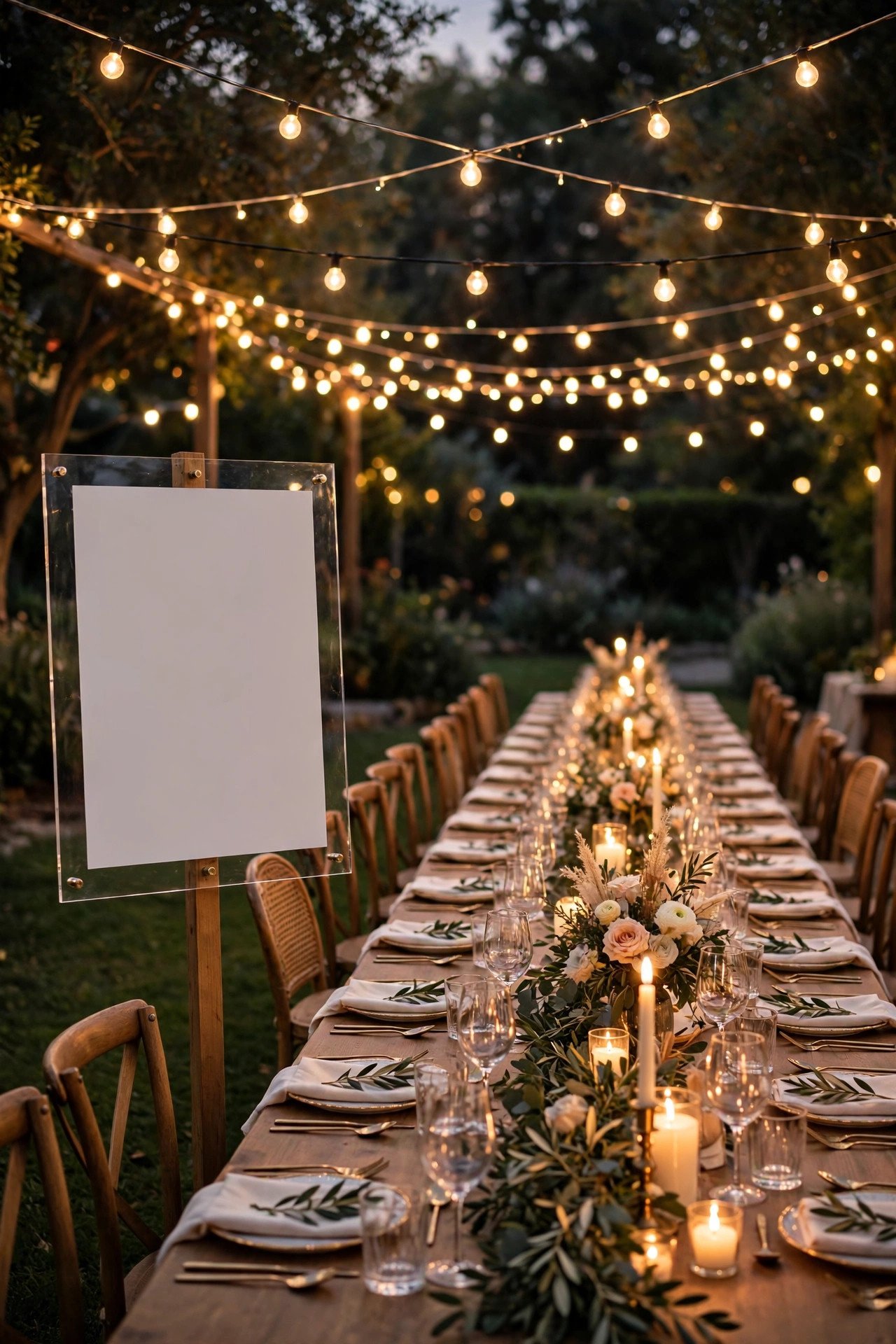 Wedding hashtag idea #NaomiToHall shown on elegant reception signage